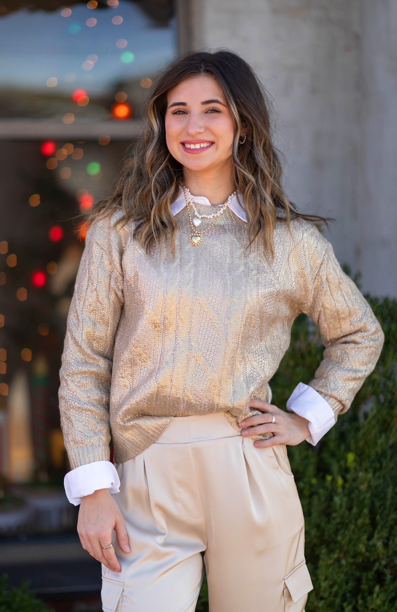 Rowan Metallic Crew Sweater