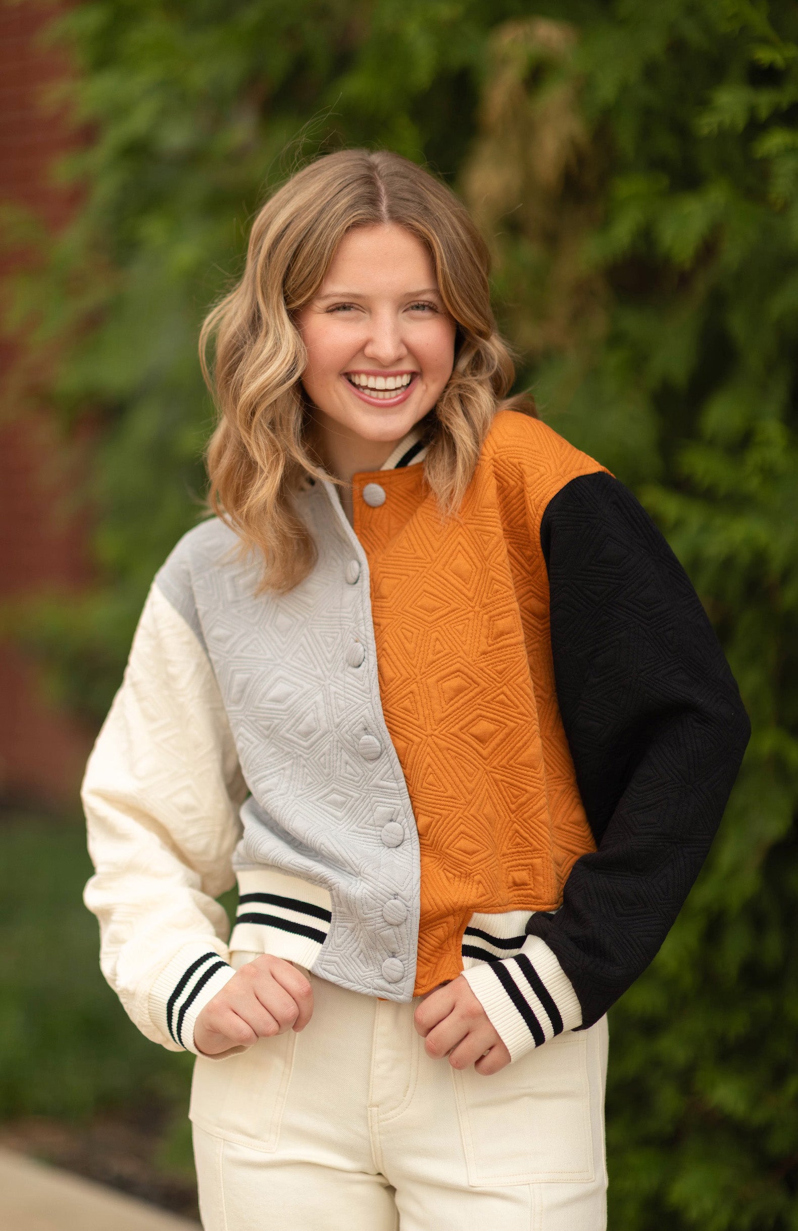 Colorblock Button Up Jacket
