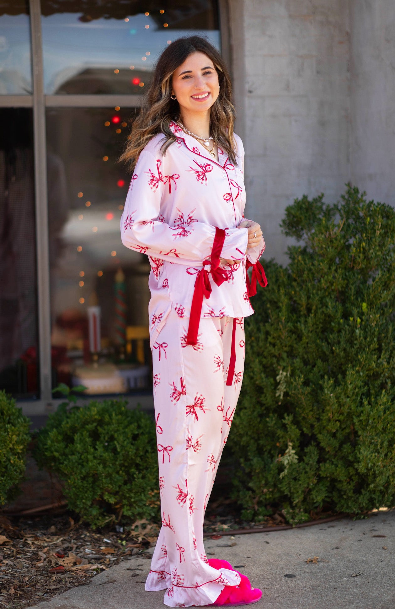 Bows Satin Pajama Set