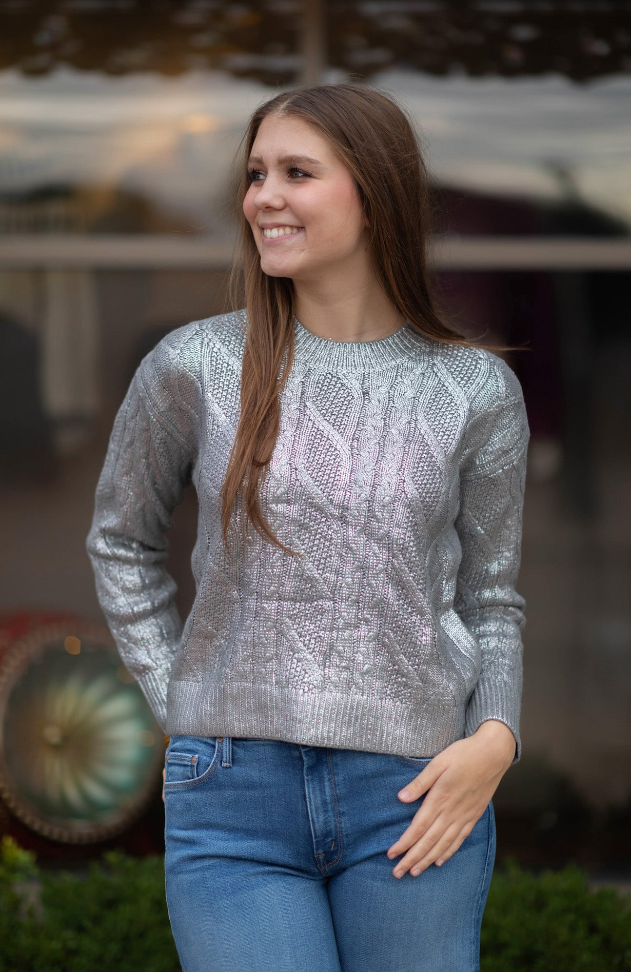 Rowan Metallic Crew Sweater