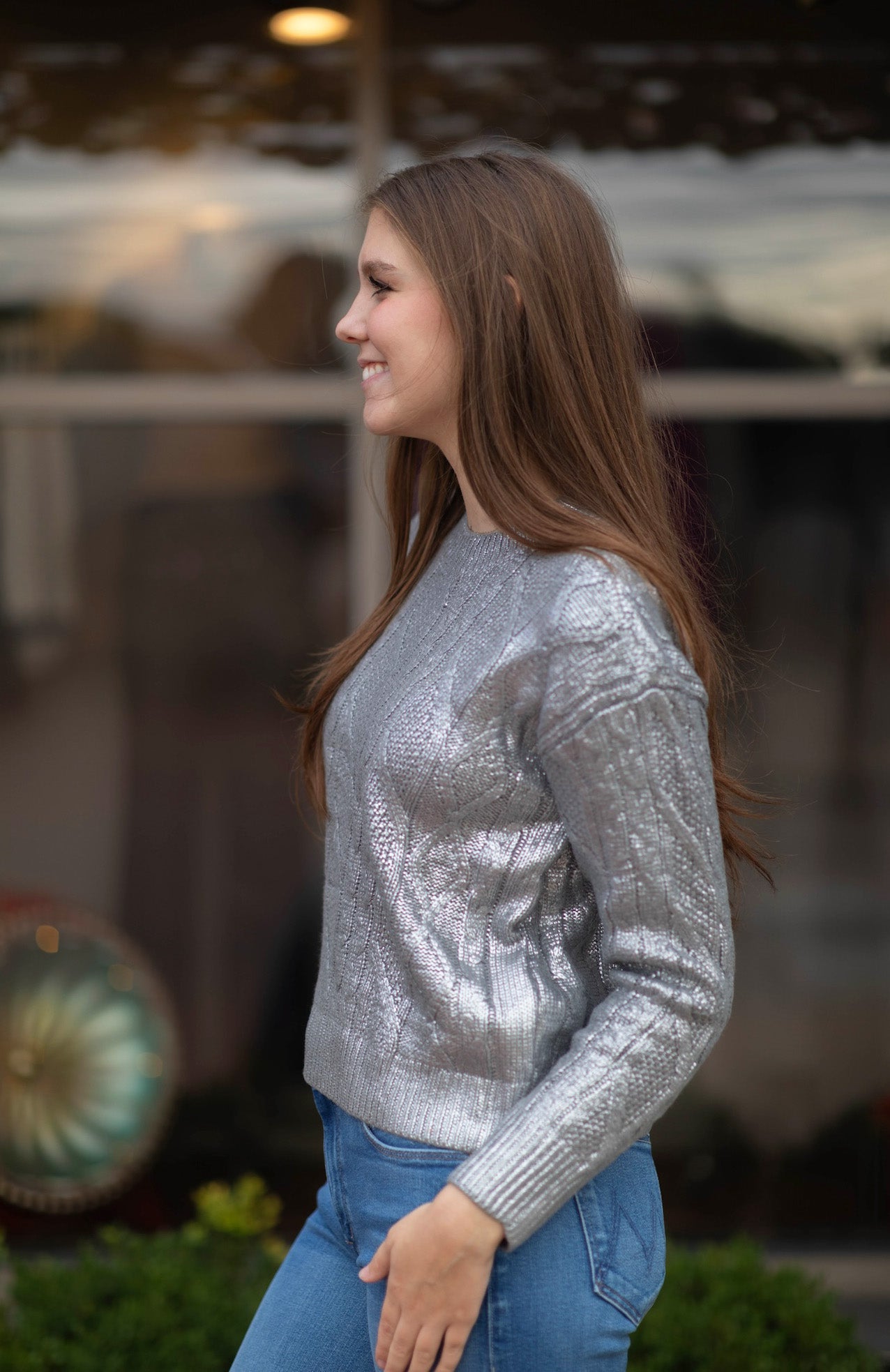 Rowan Metallic Crew Sweater