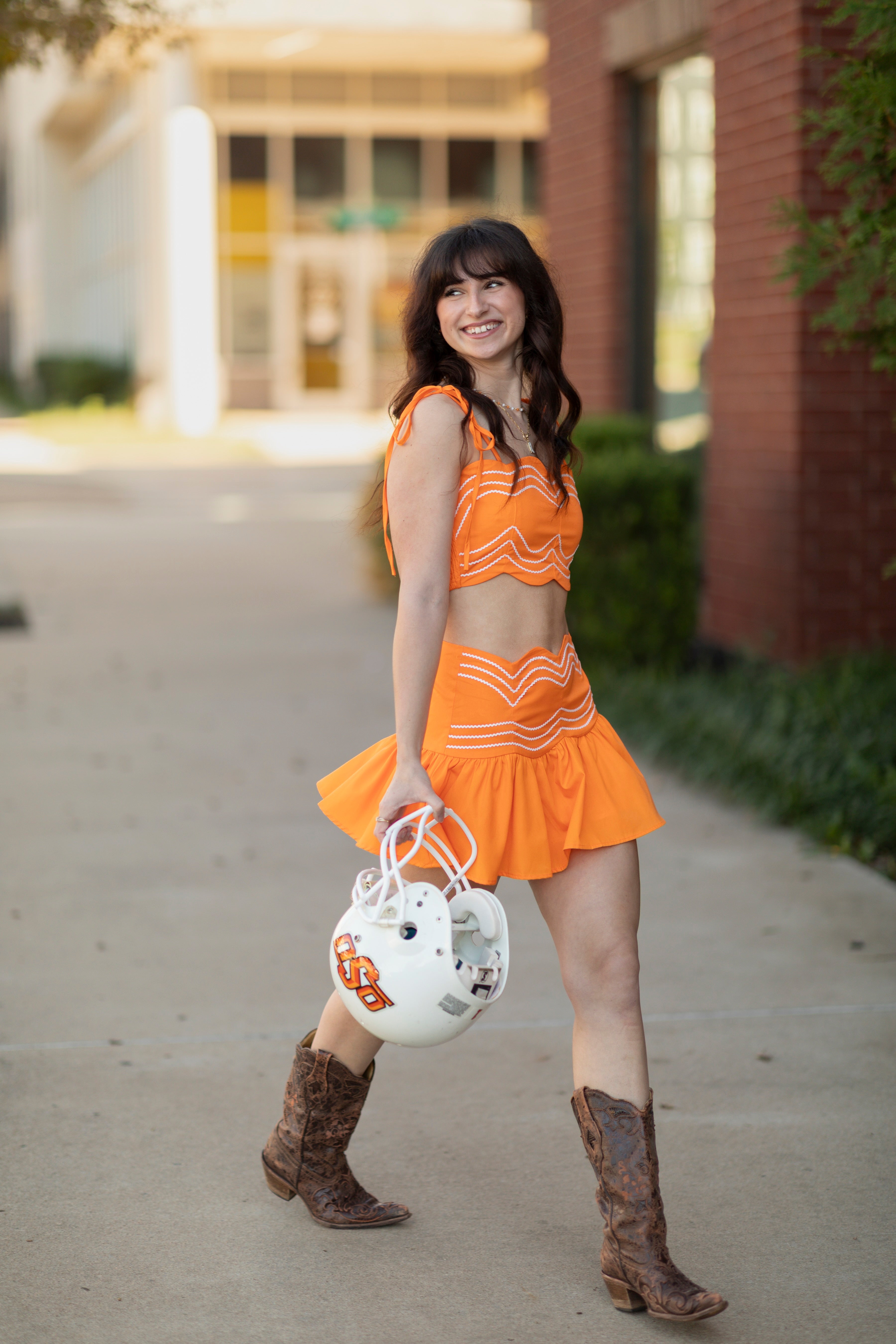 Ric Rac Trim Crop Top & Ruffle Skort Set
