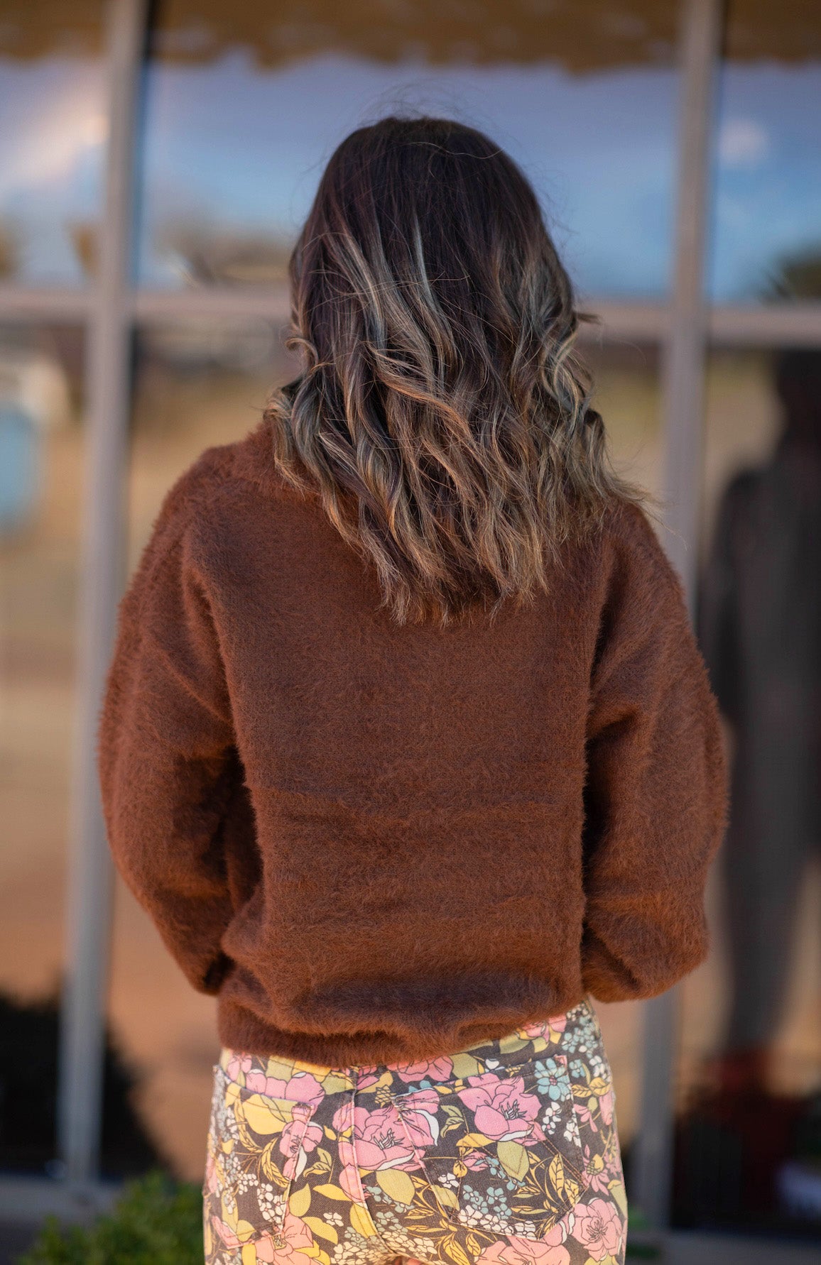 Fuzzy V Neck Sweater