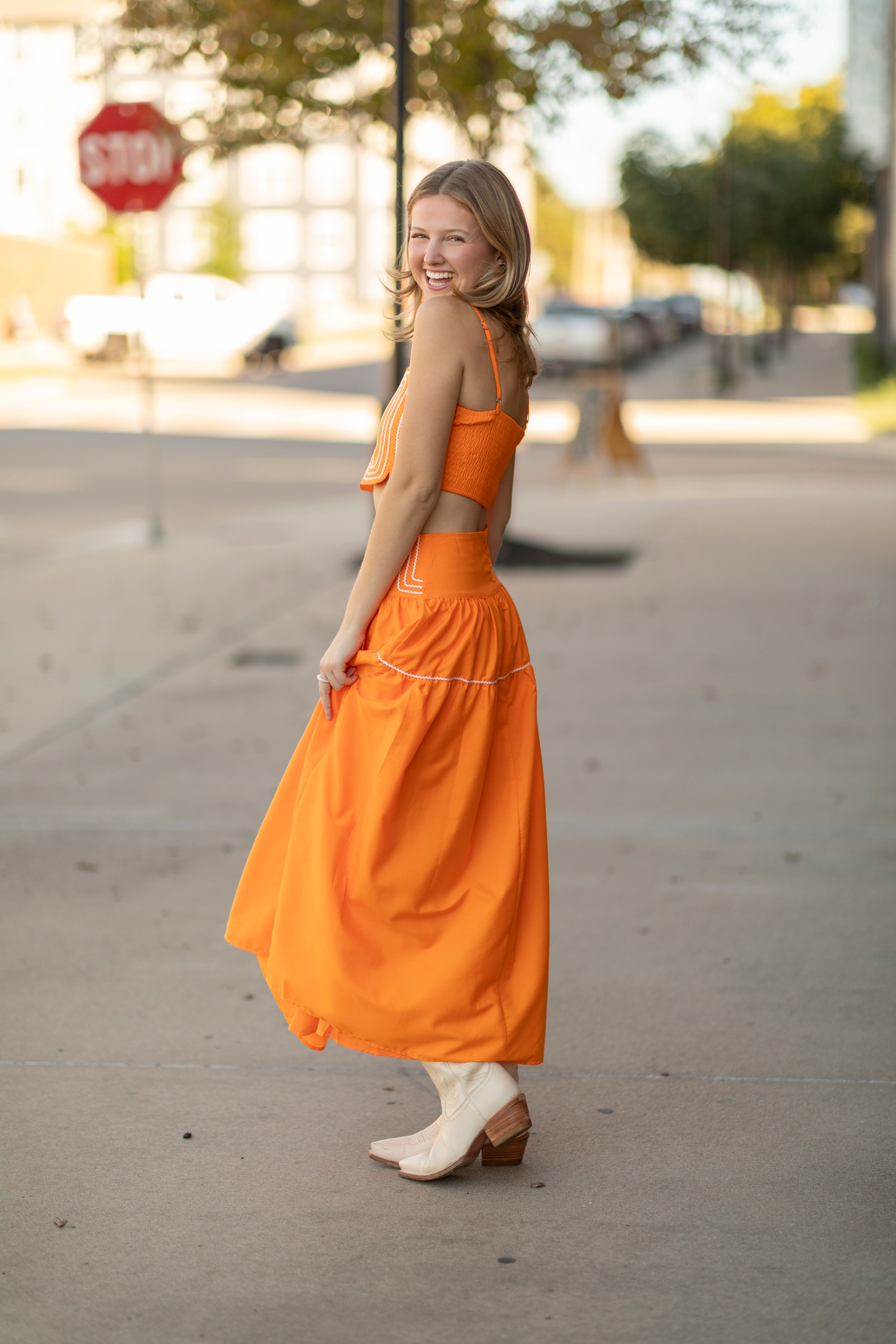 Lace Trimmed Top & Skirt Set
