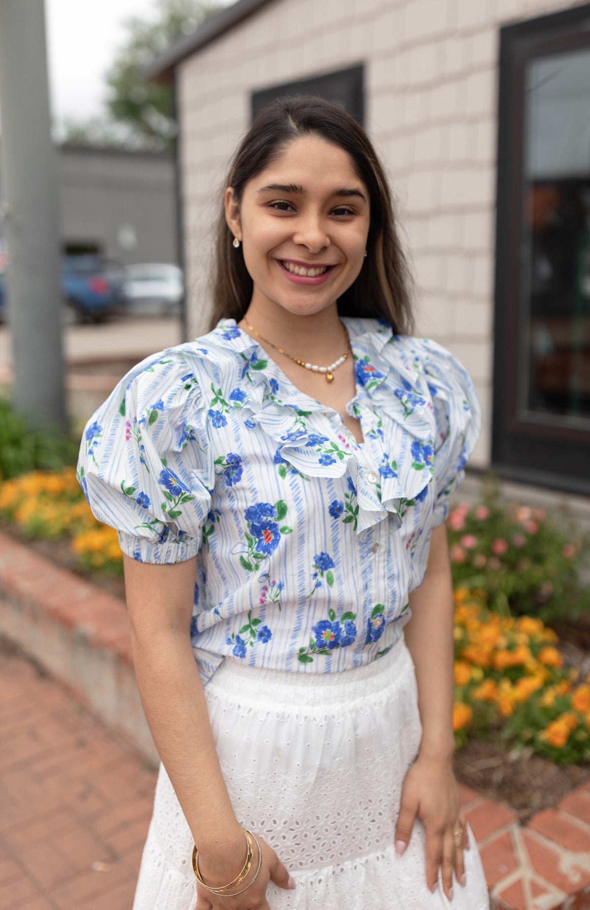 Floral Button Down Blouse Top