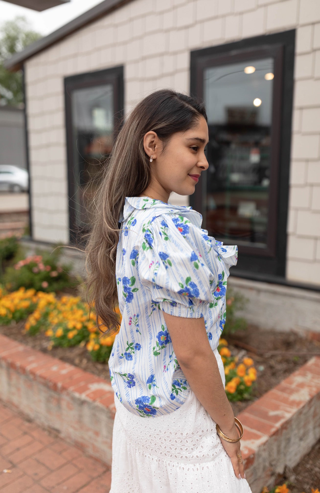 Floral Button Down Blouse Top