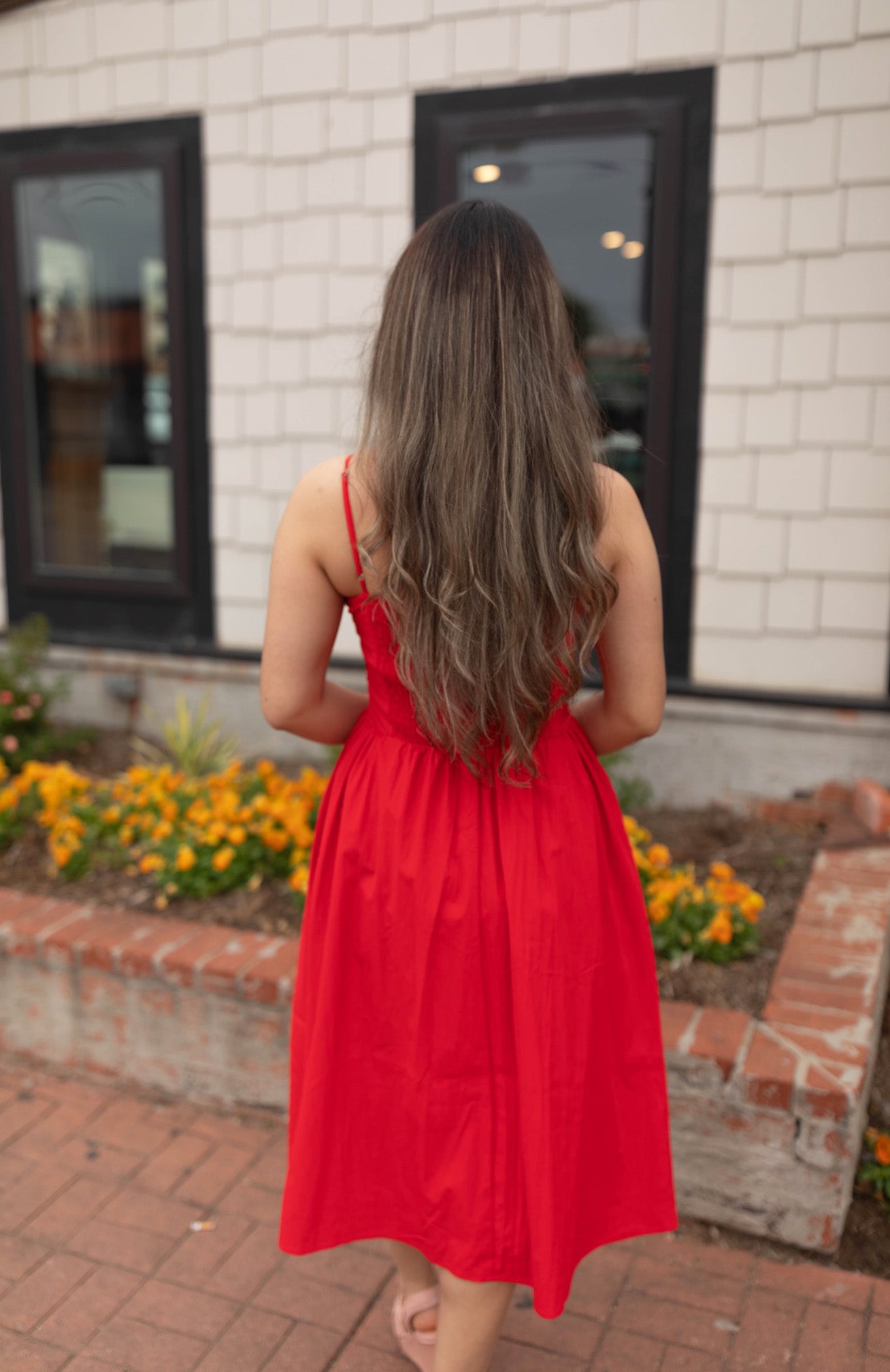 Shirring Detail Midi Dress