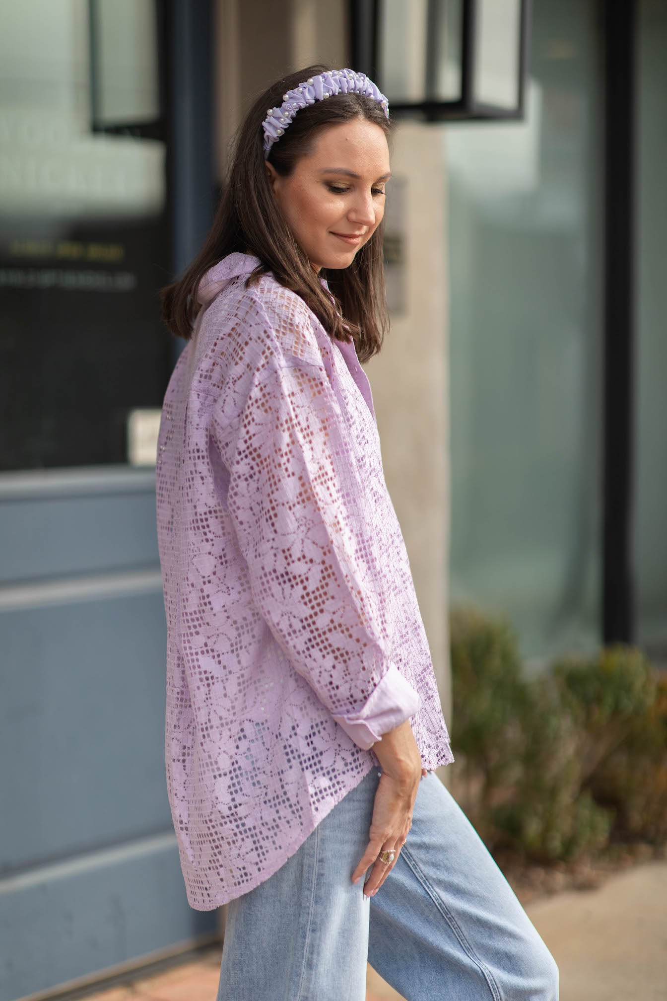 In Your Dreams Lace Button Down