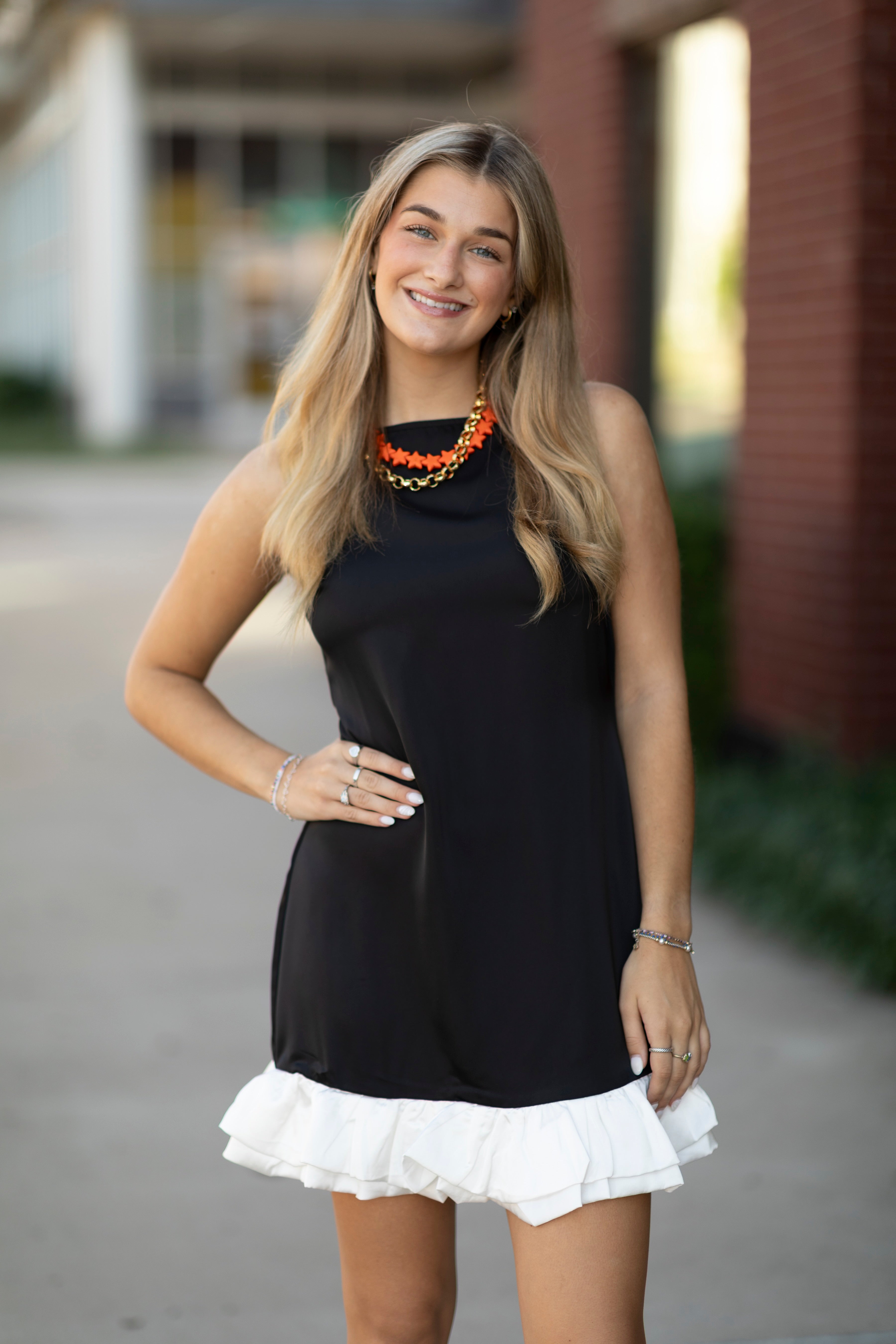 Boat Neck Bubble Hem Mini Dress