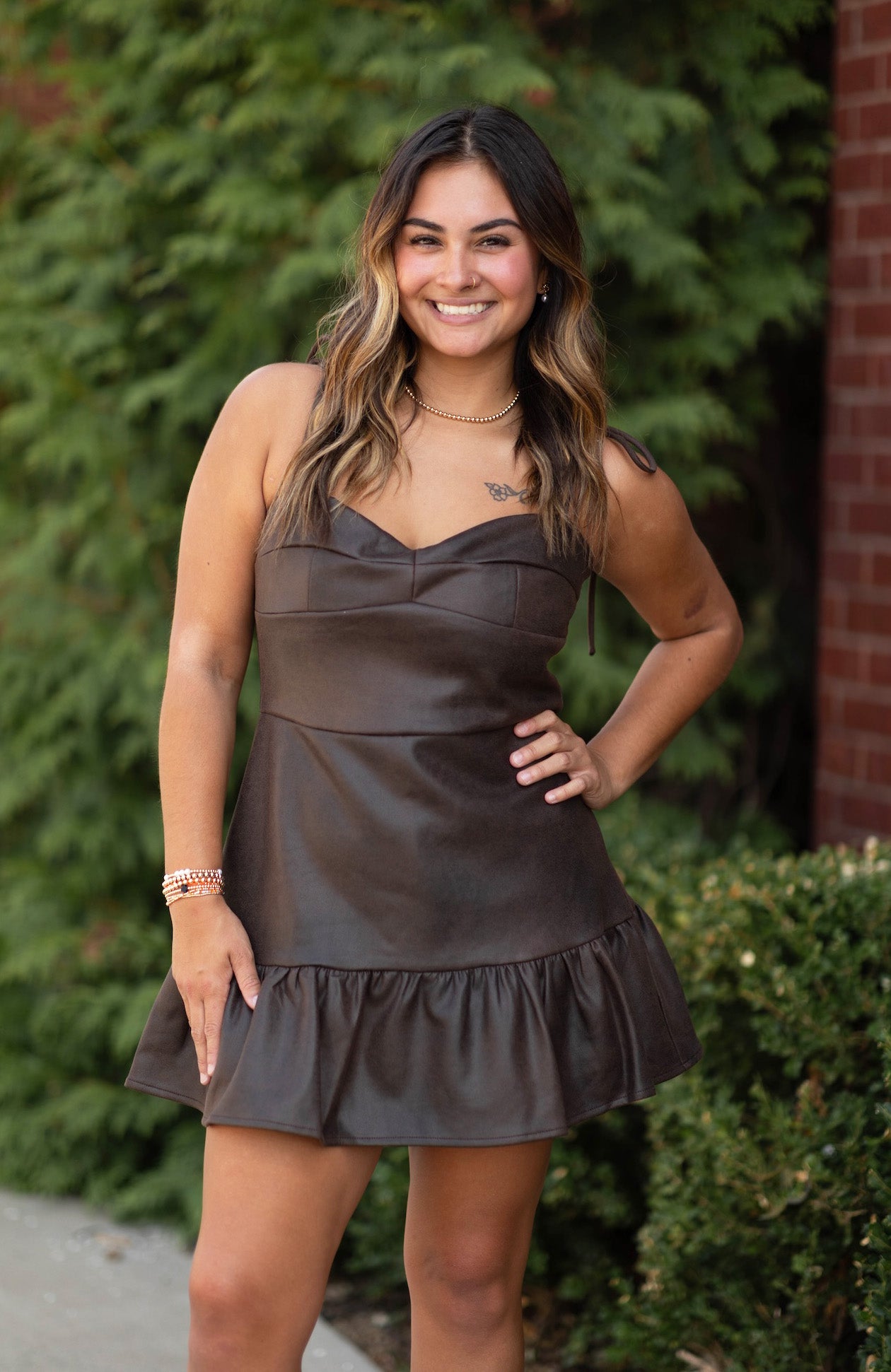 Vivi Chocolate Suede Romper