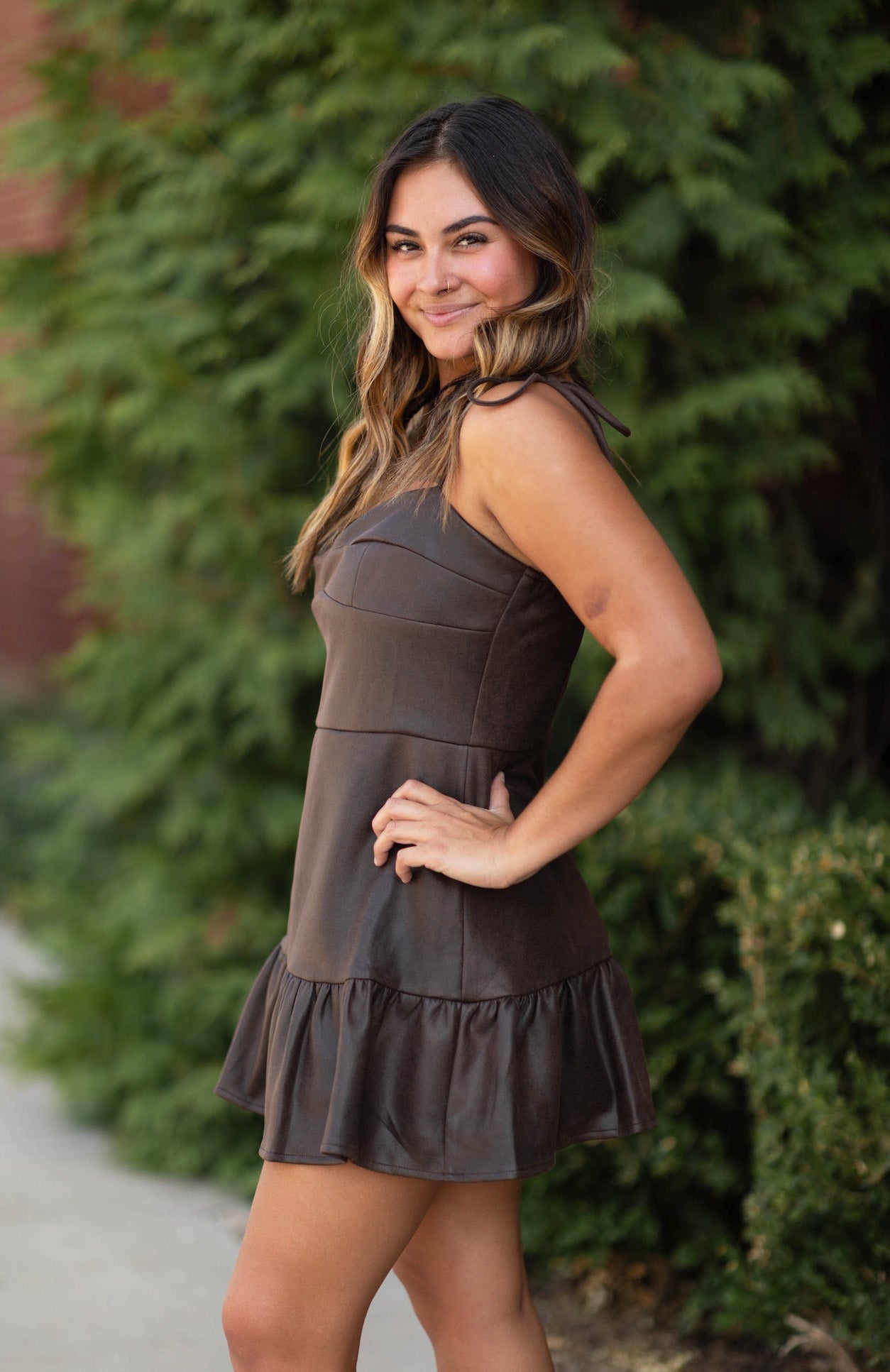 Vivi Chocolate Suede Romper