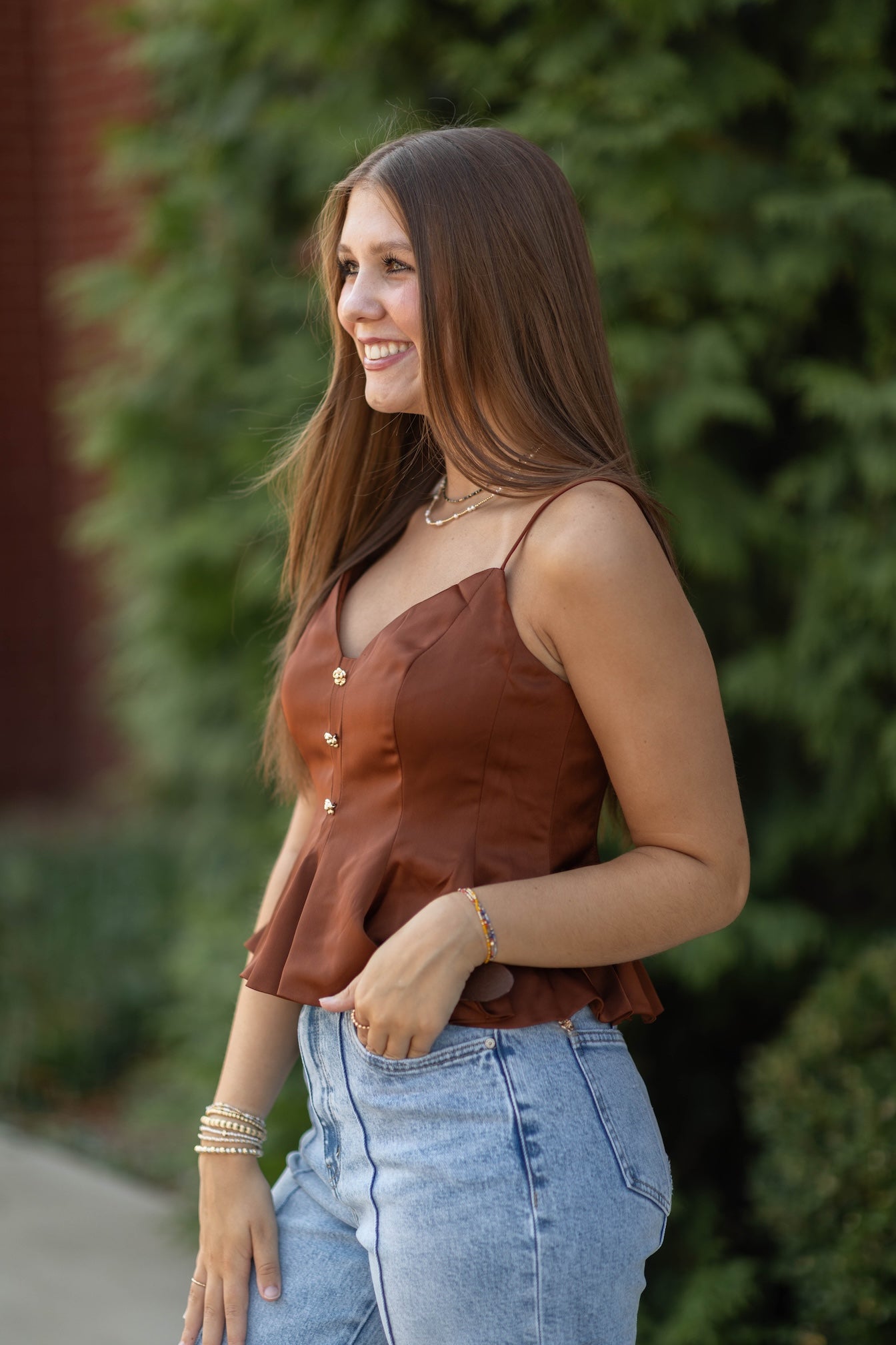 Paislee Satin Peplum Top