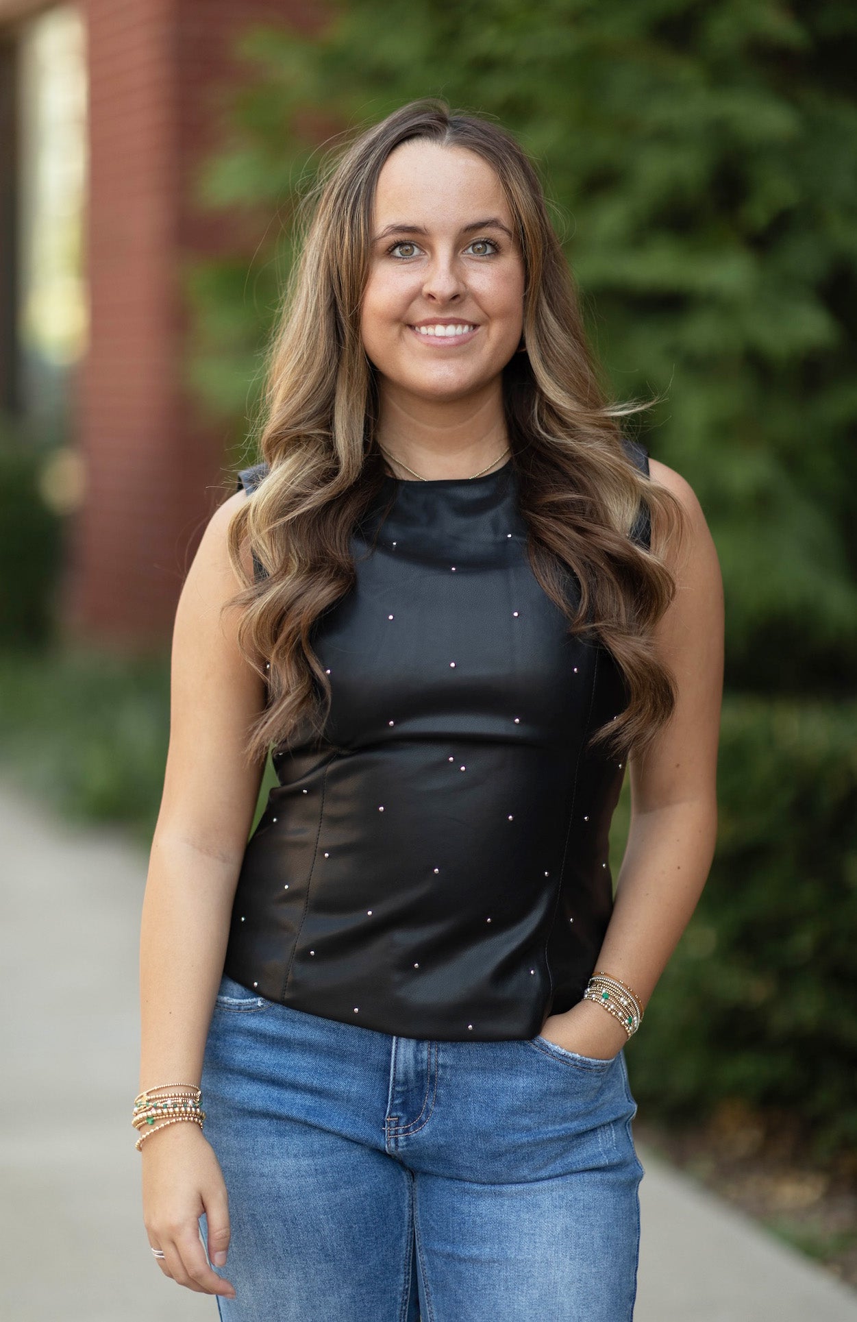 Vegan Leather Studded Top