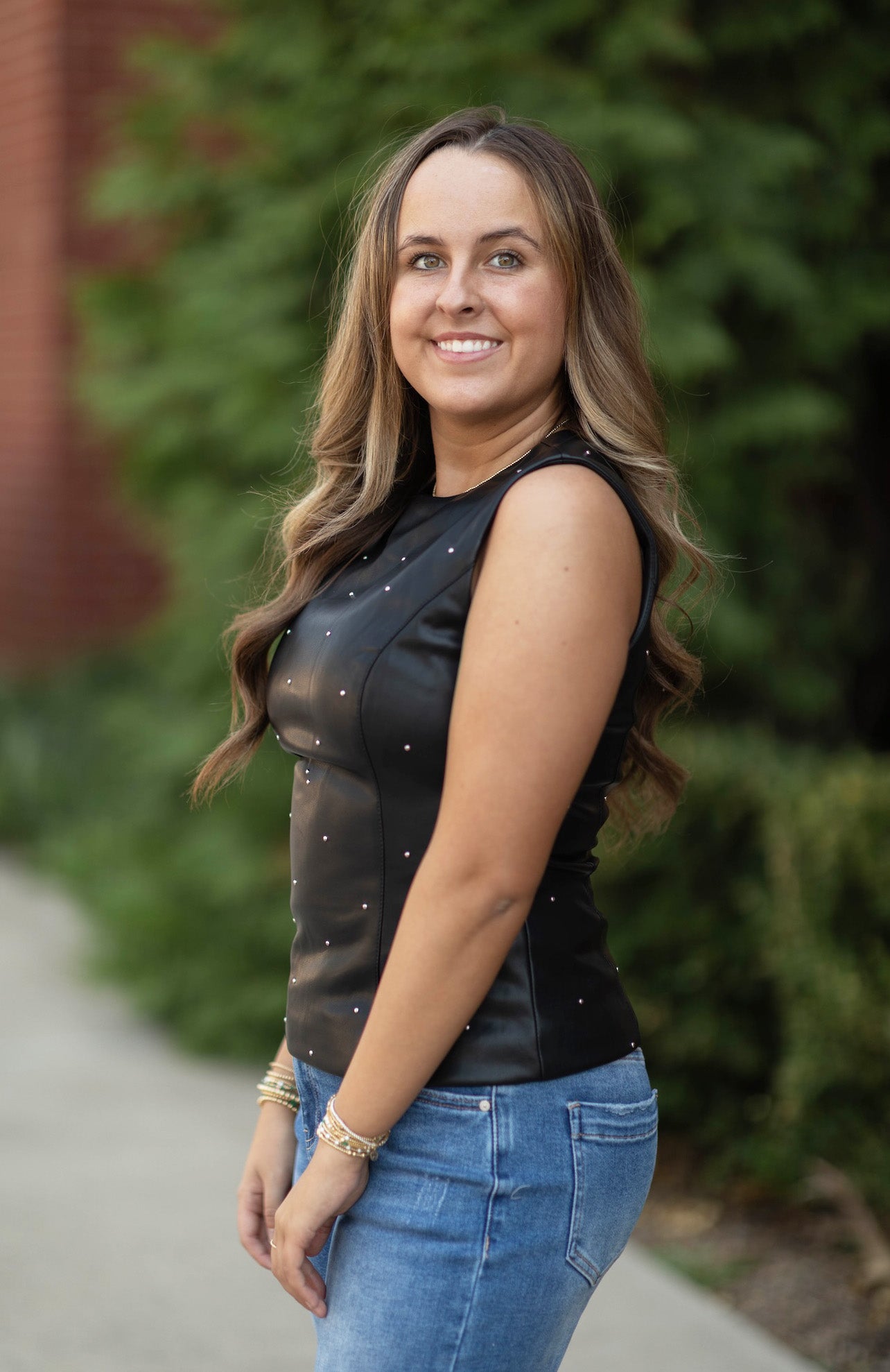 Vegan Leather Studded Top