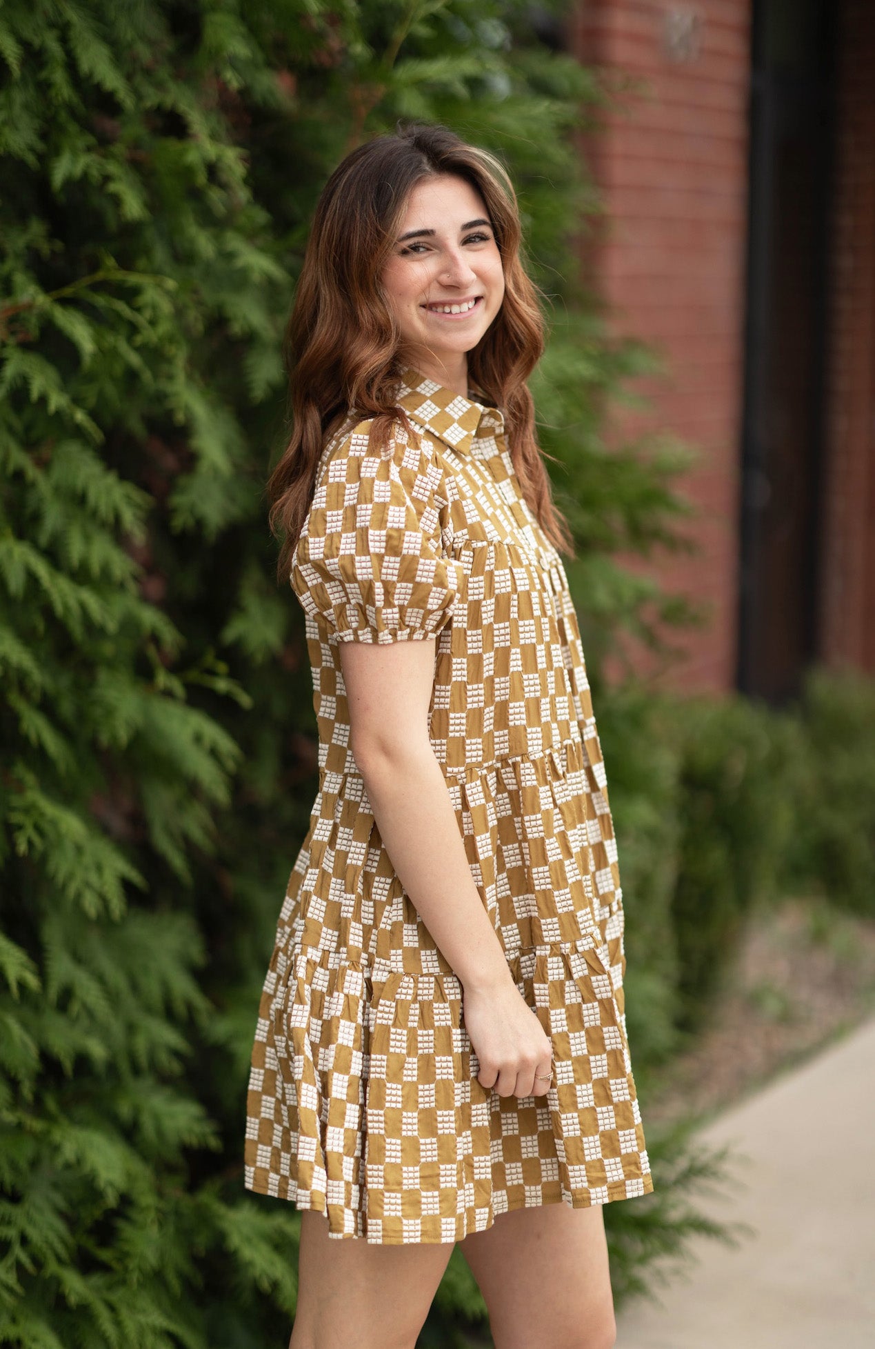 Terracotta Weave Button Down Dress
