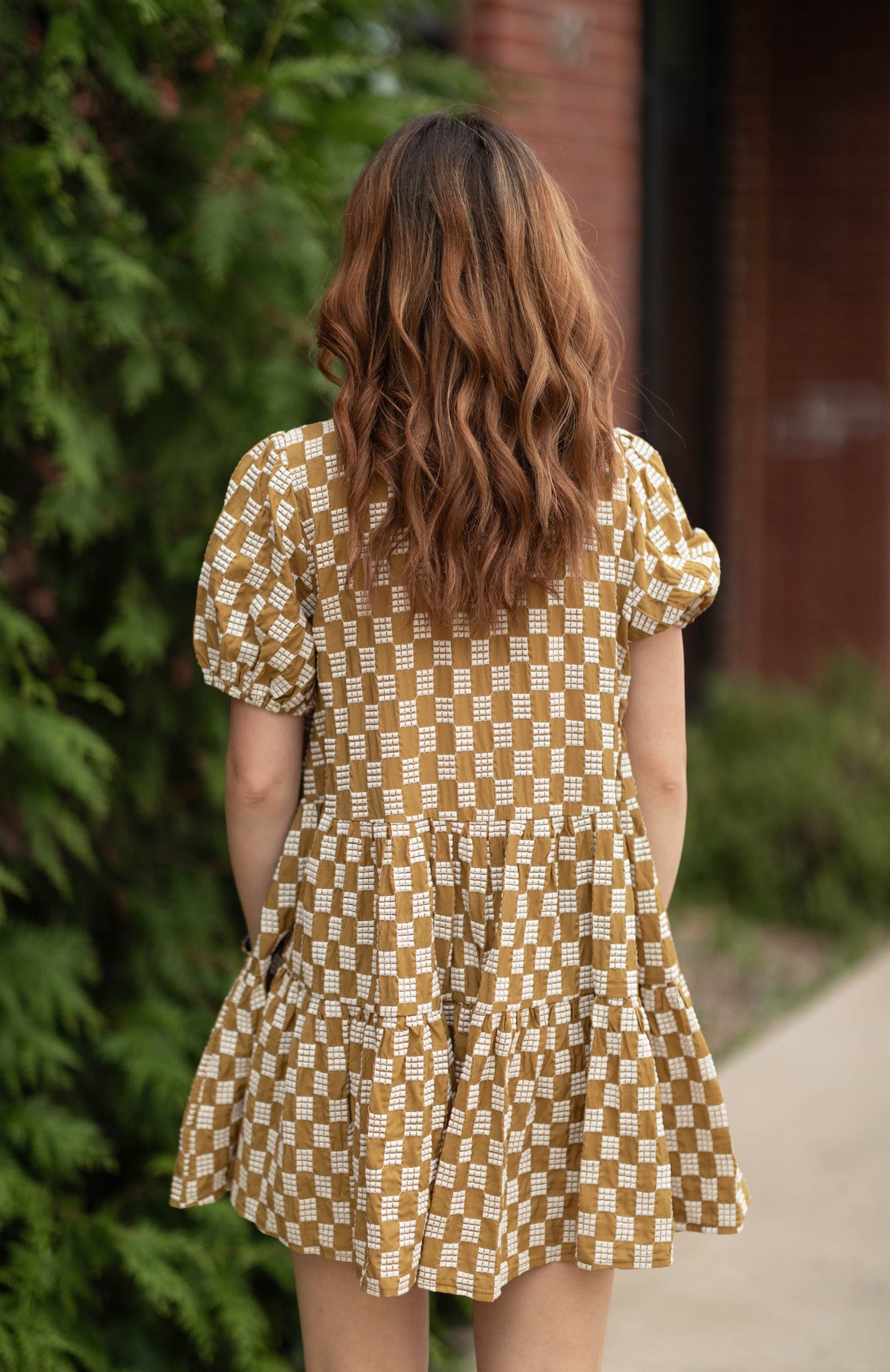 Terracotta Weave Button Down Dress