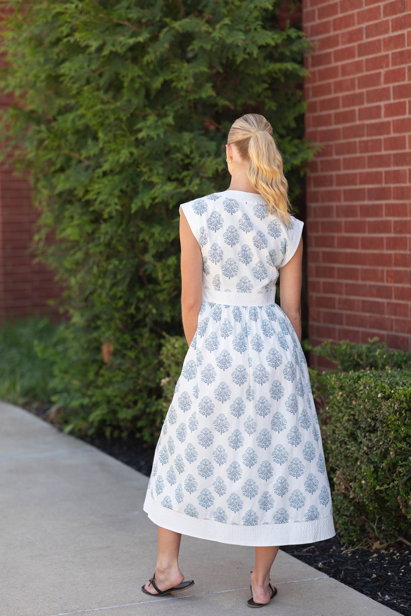 Floral Print Zipper Front Midi Dress
