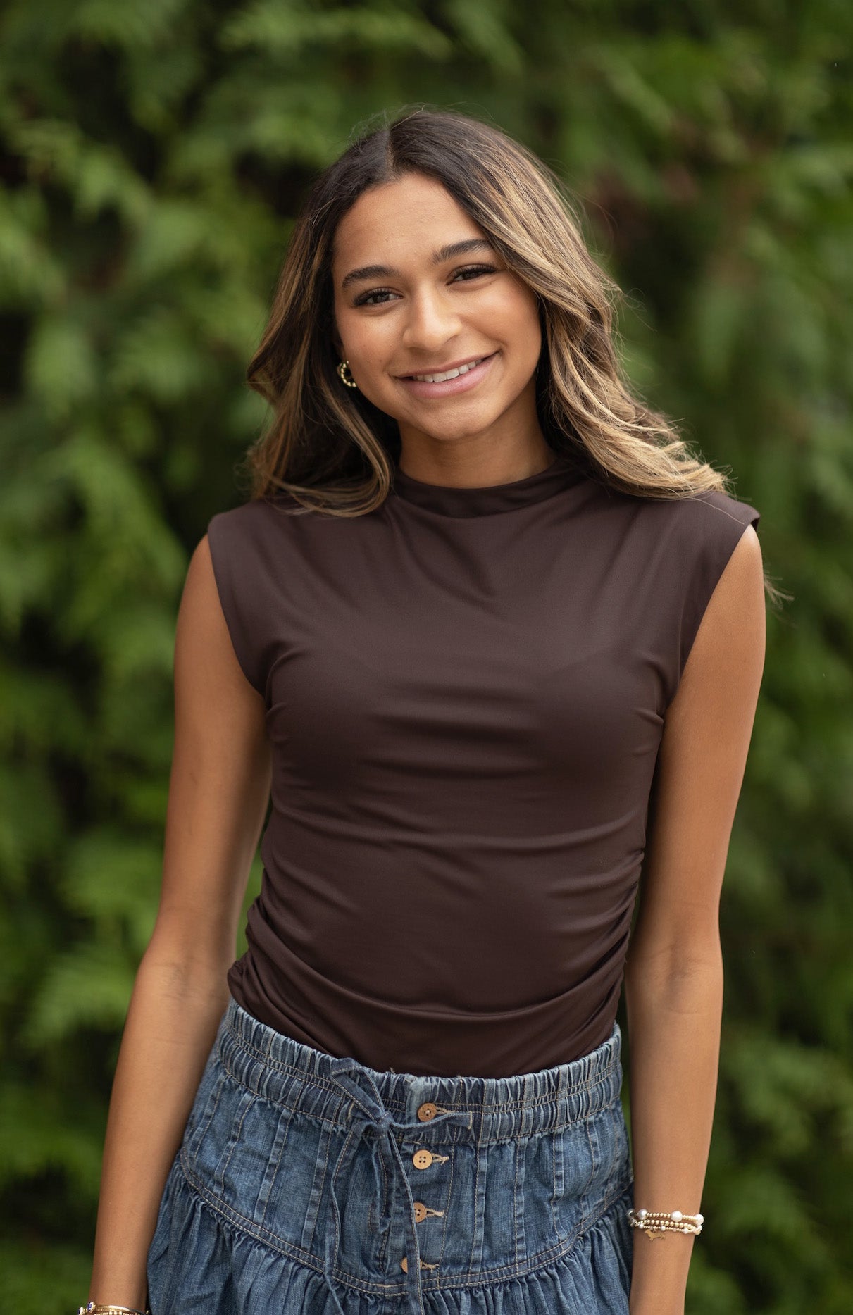 Yve Extended Sleeve Funnel Neck Top