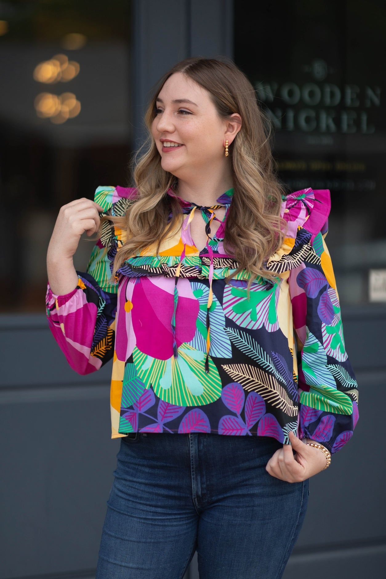 Cordelia Printed Ruffle Blouse