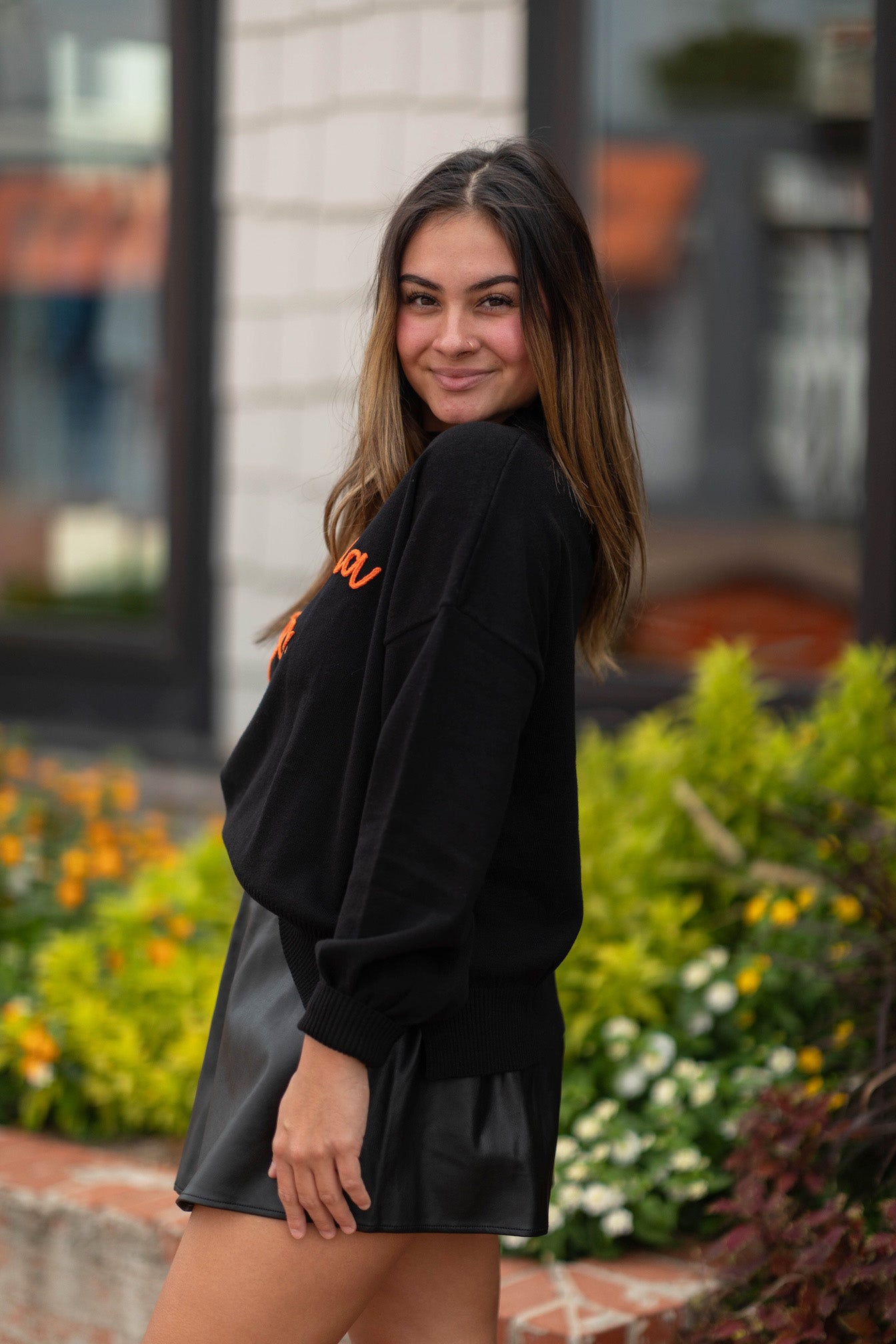 The Embroidered Mock Neck Sweater