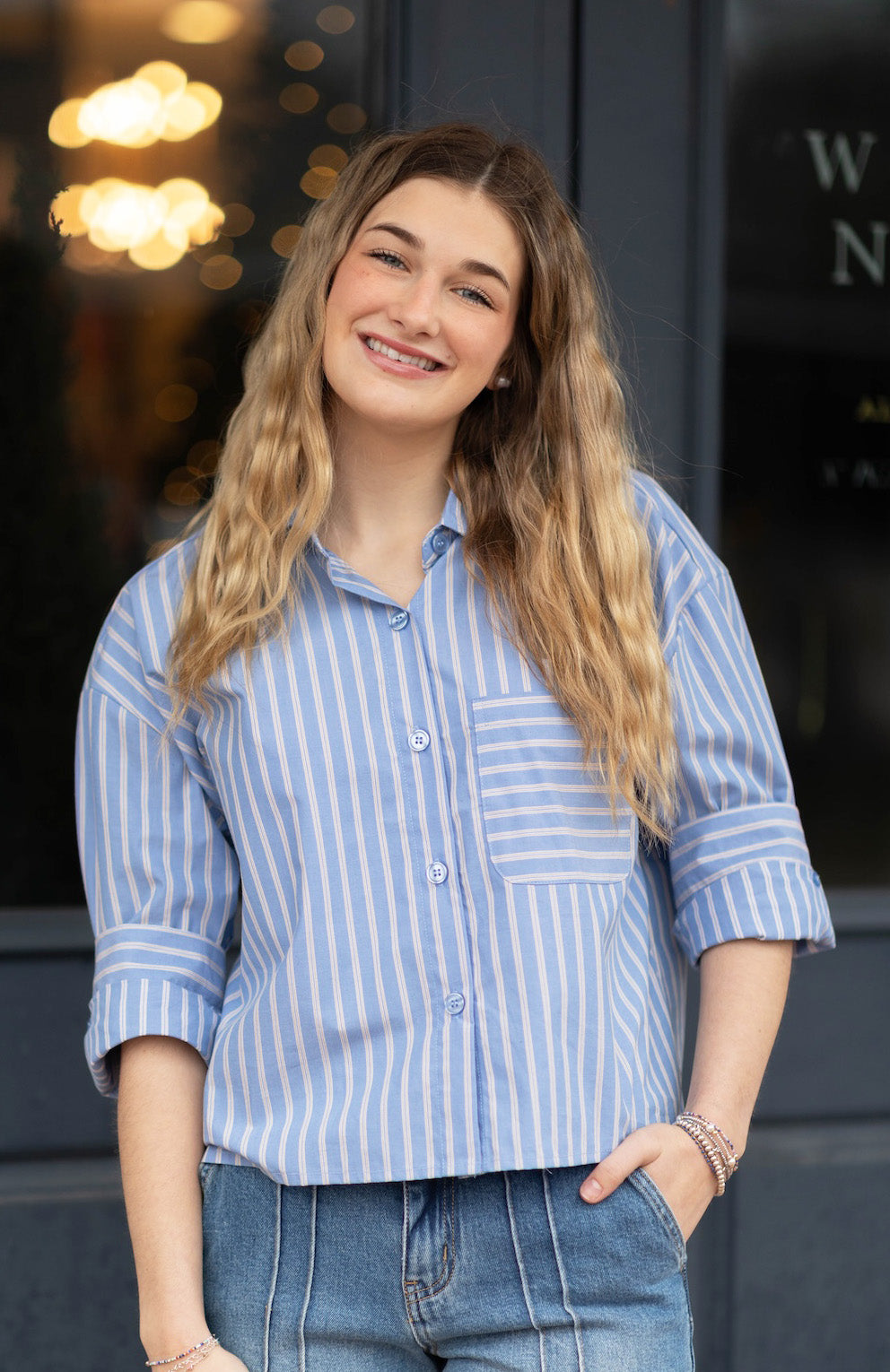 Kerwin Crisp Poplin LS Hi-Low Shirt