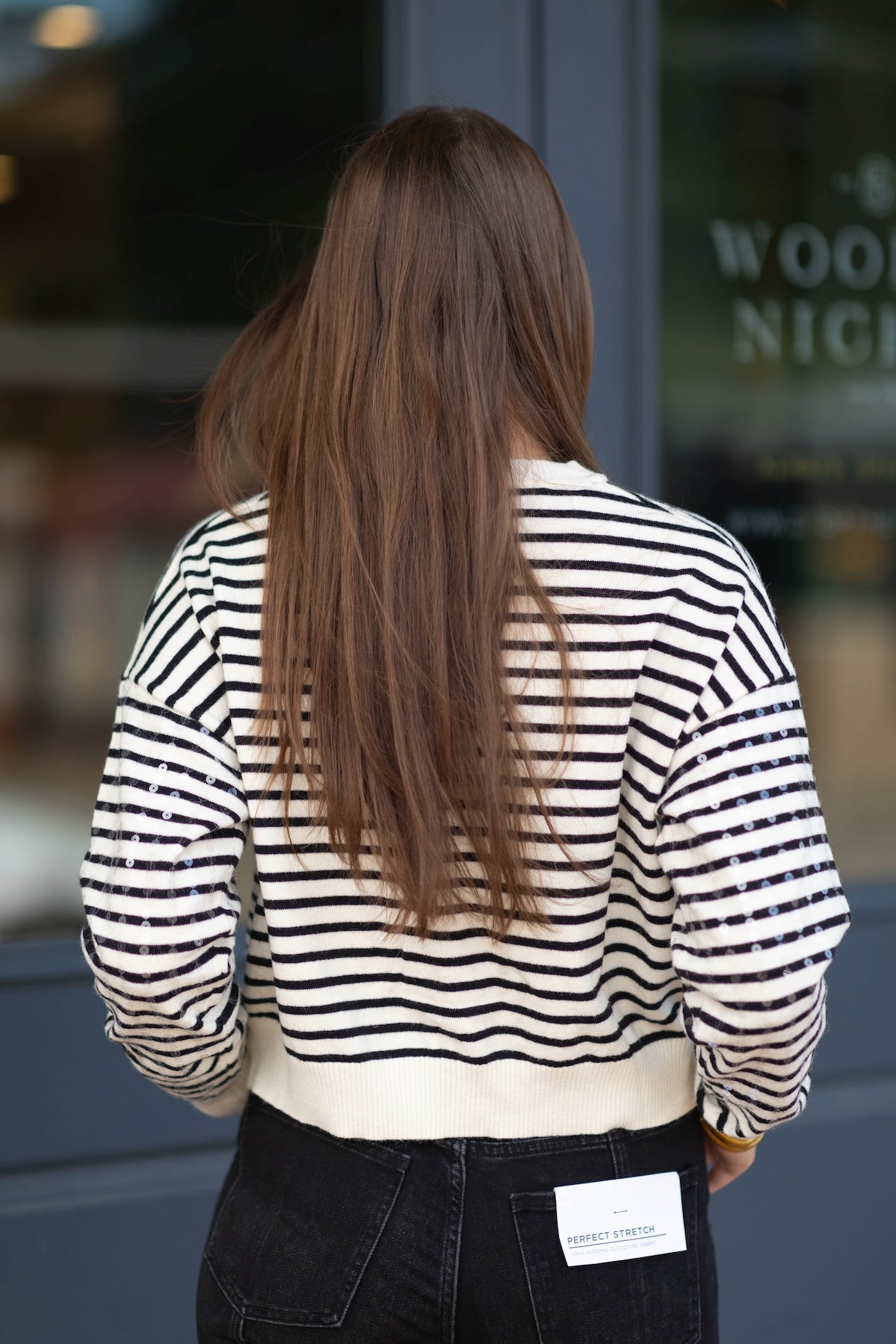 Della Sequin Stripe Sweater