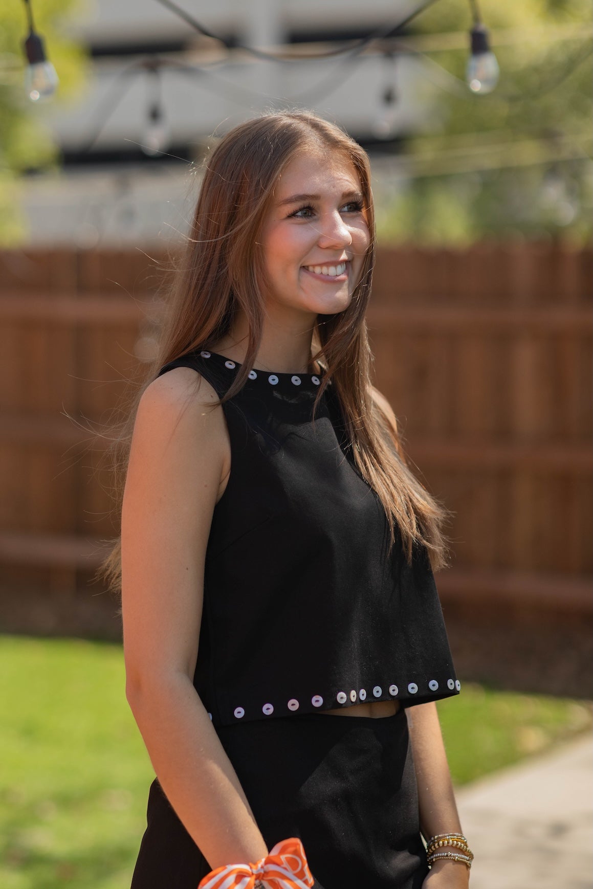 Stud Trim Detail Sleeveless Crop Top
