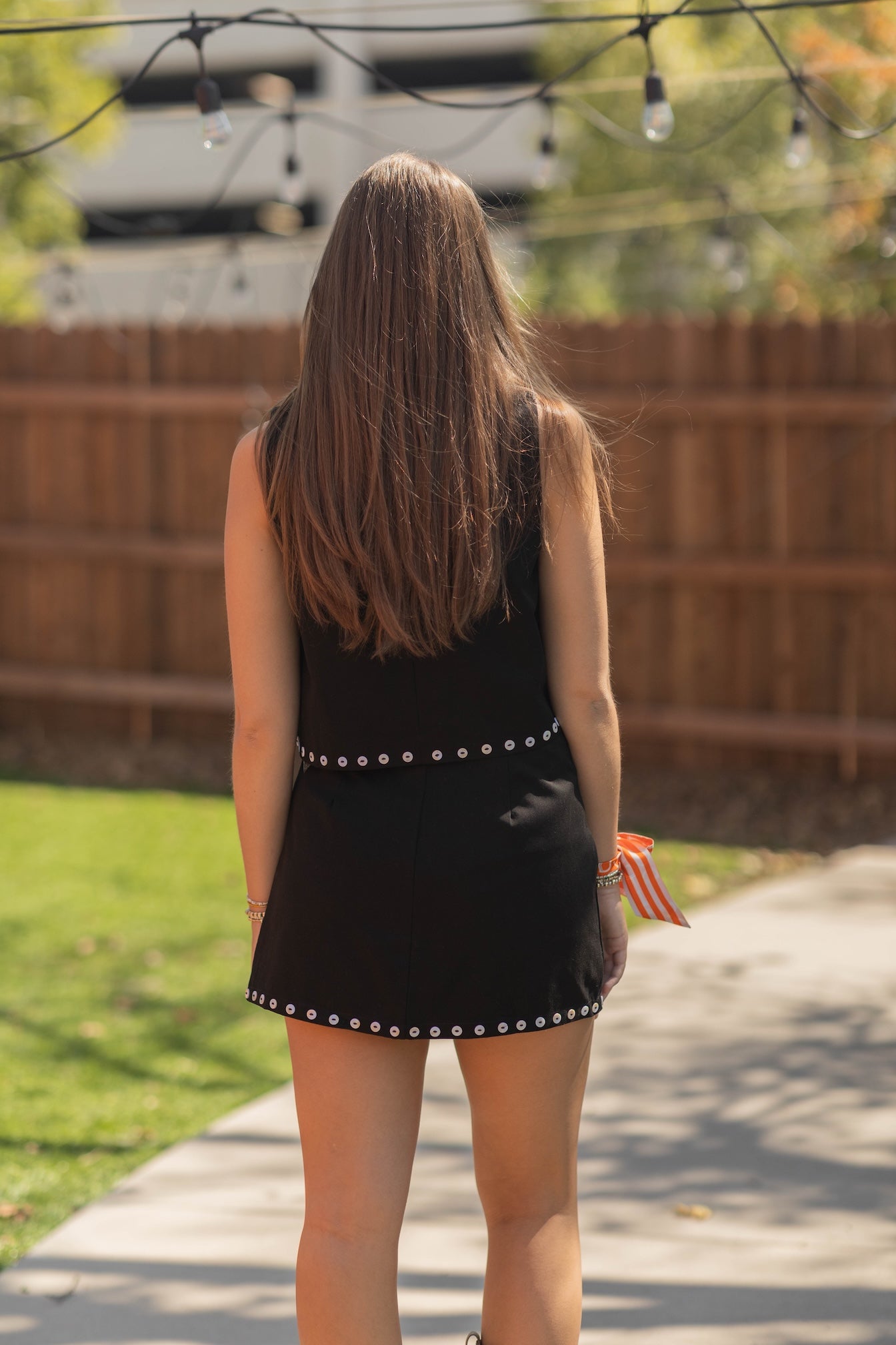 Stud Trim Detail Side Zipper Mini Skort