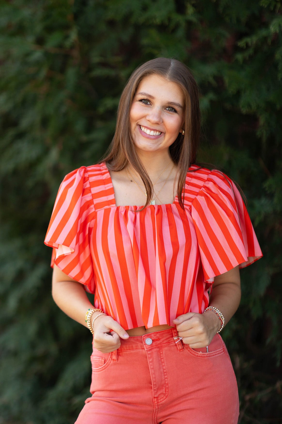 Sara Stripe Square Neck Top