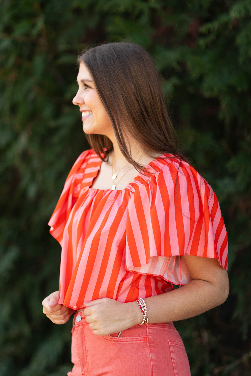 Sara Stripe Square Neck Top
