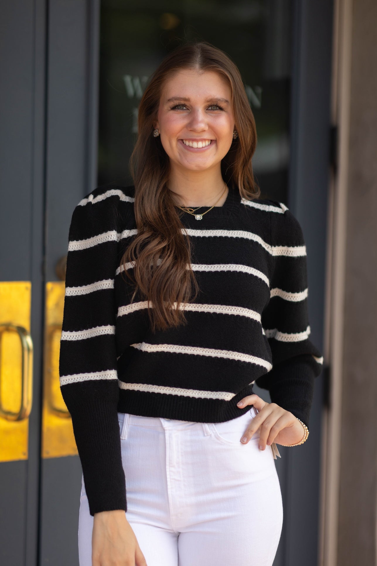 Square Neck Striped Sweater