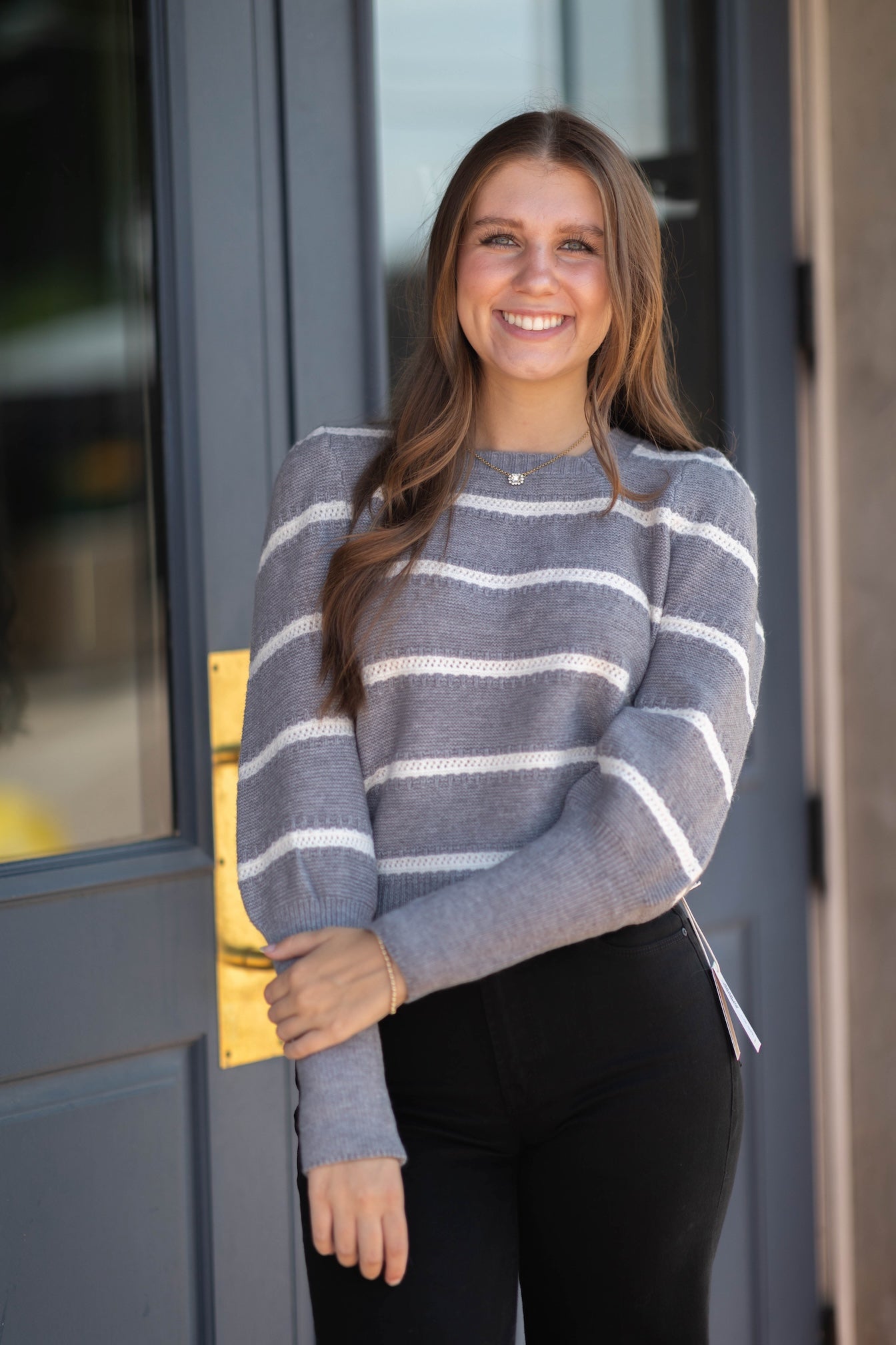 Square Neck Striped Sweater