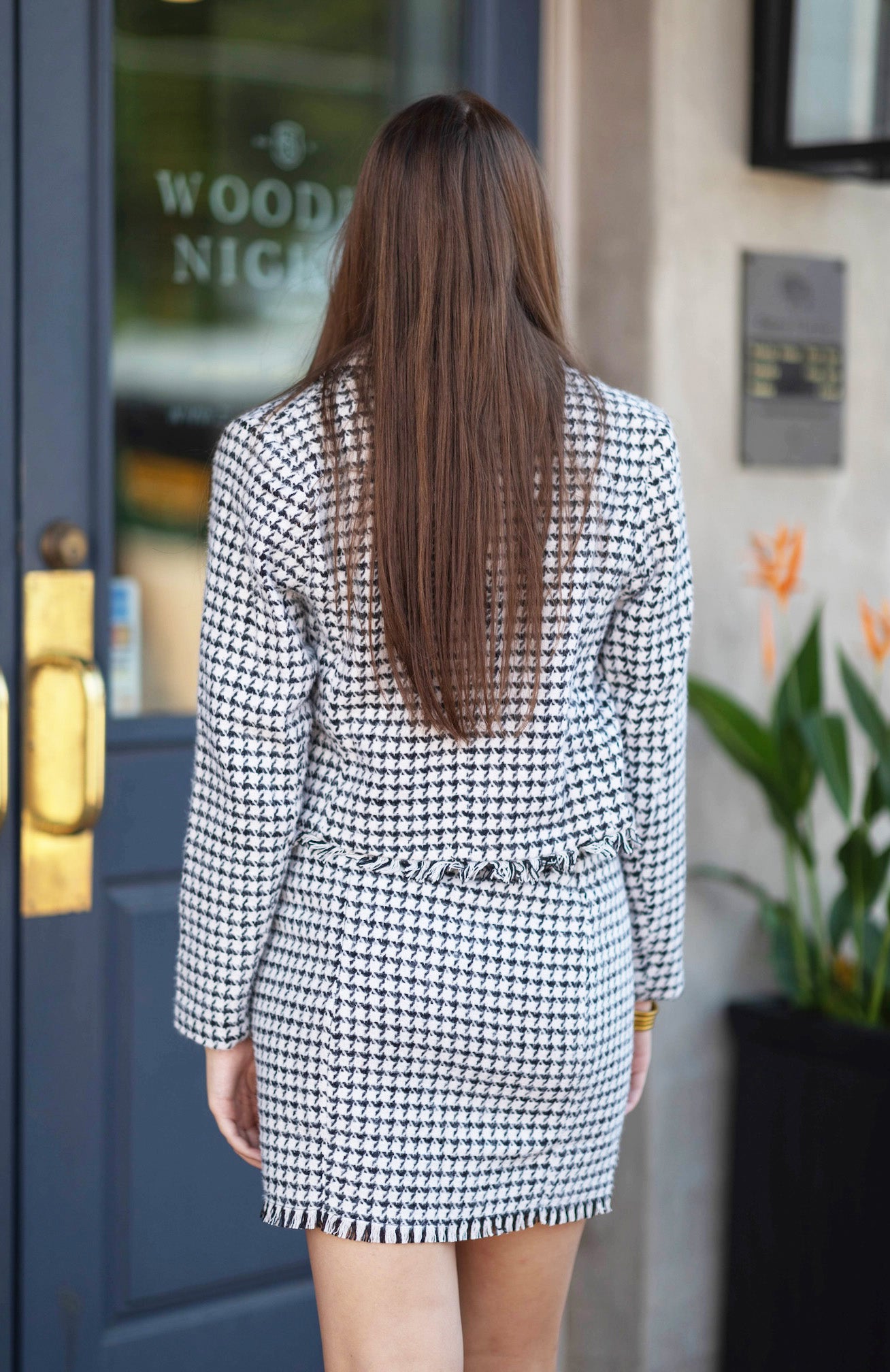 Houndstooth Pencil Skirt