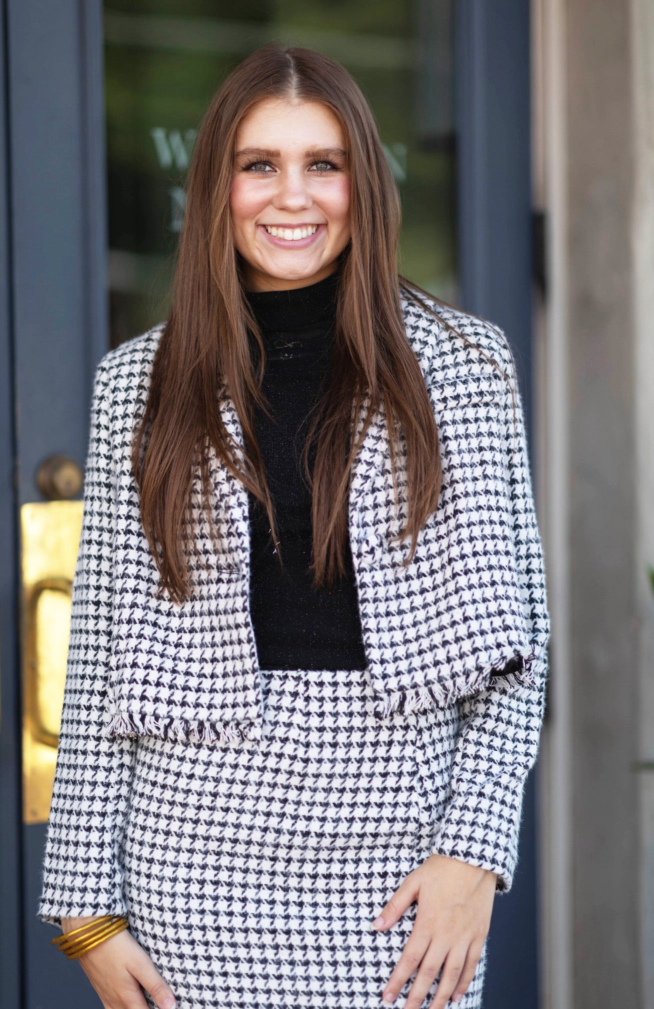 Houndstooth Crop Jacket