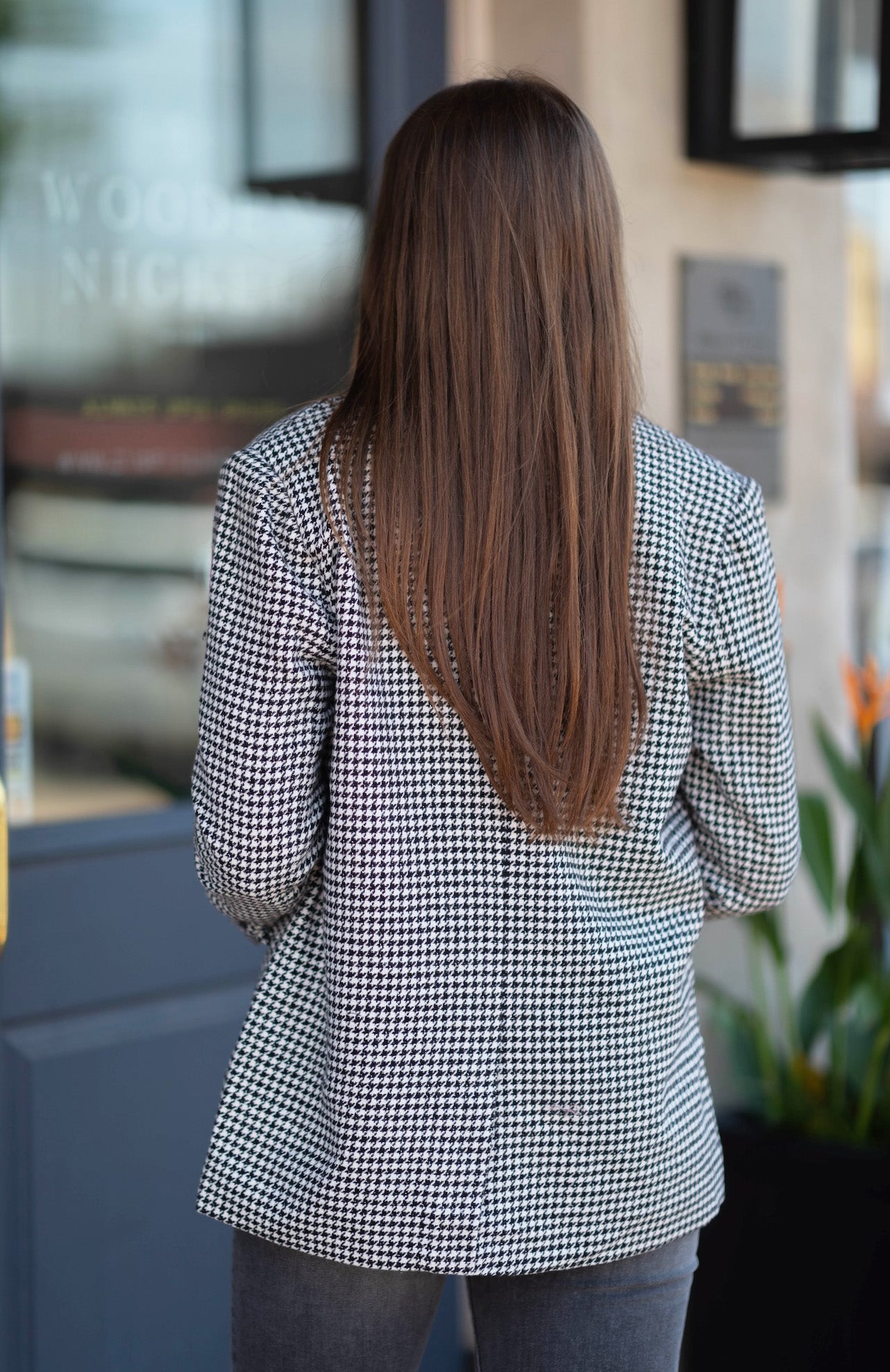 Houndstooth Oversized Blazer