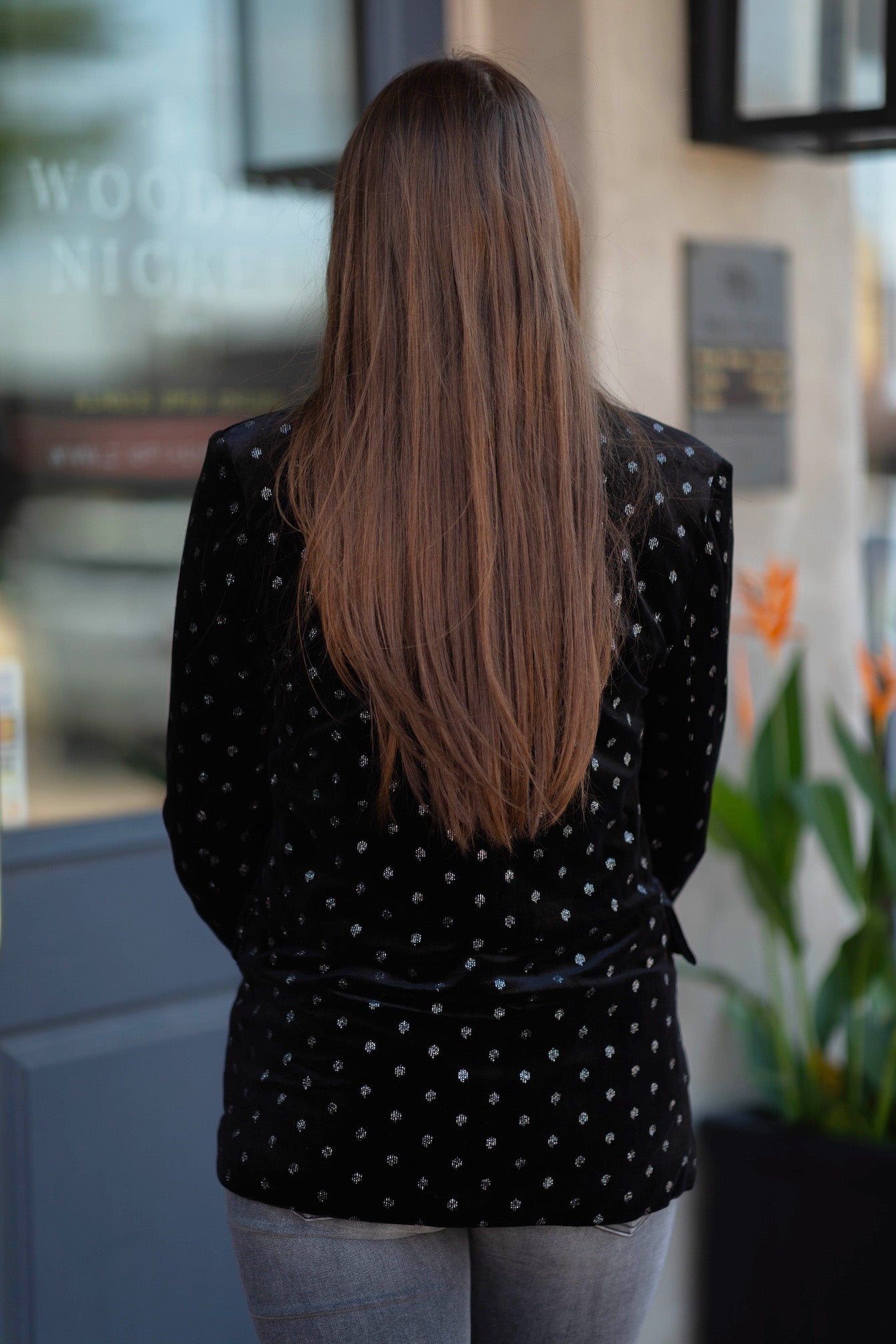 Metallic Dotted Velvet Blazer