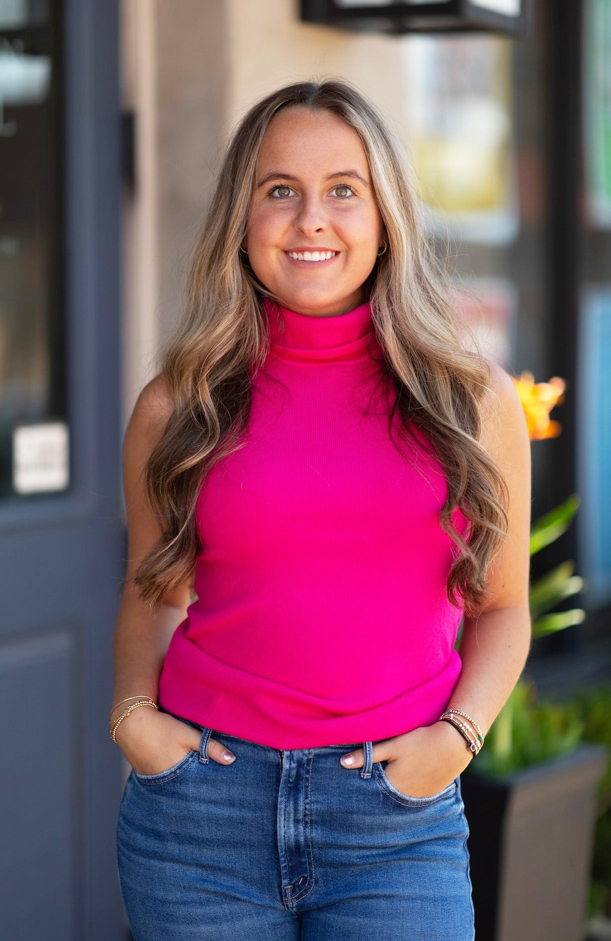 Ribbed Sleeveless Turtleneck Sweater