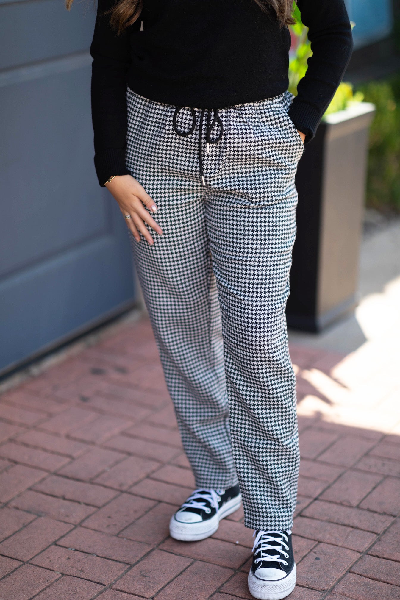 Houndstooth Drawstring Pant