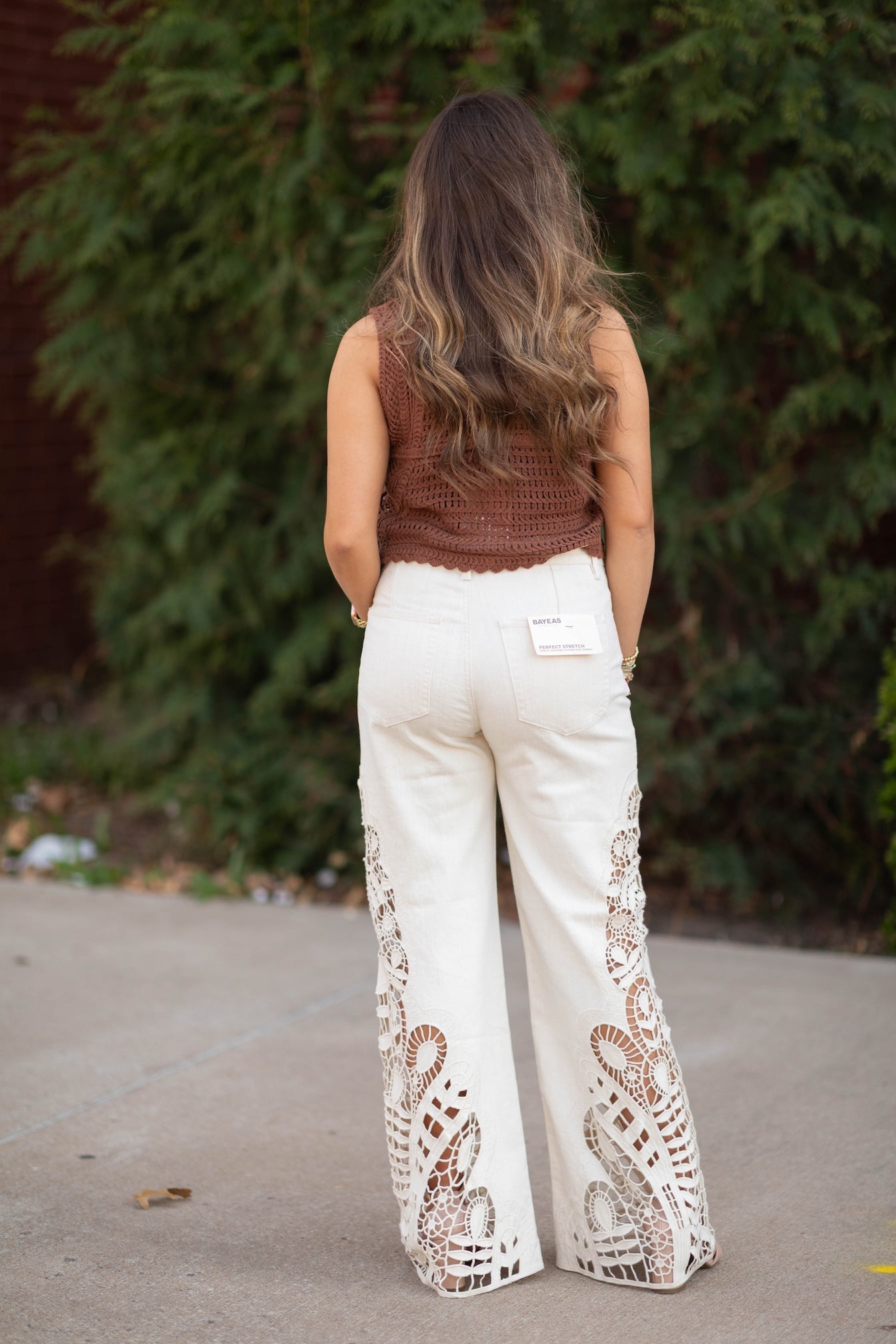 High Rise Lace Wide Leg Jeans