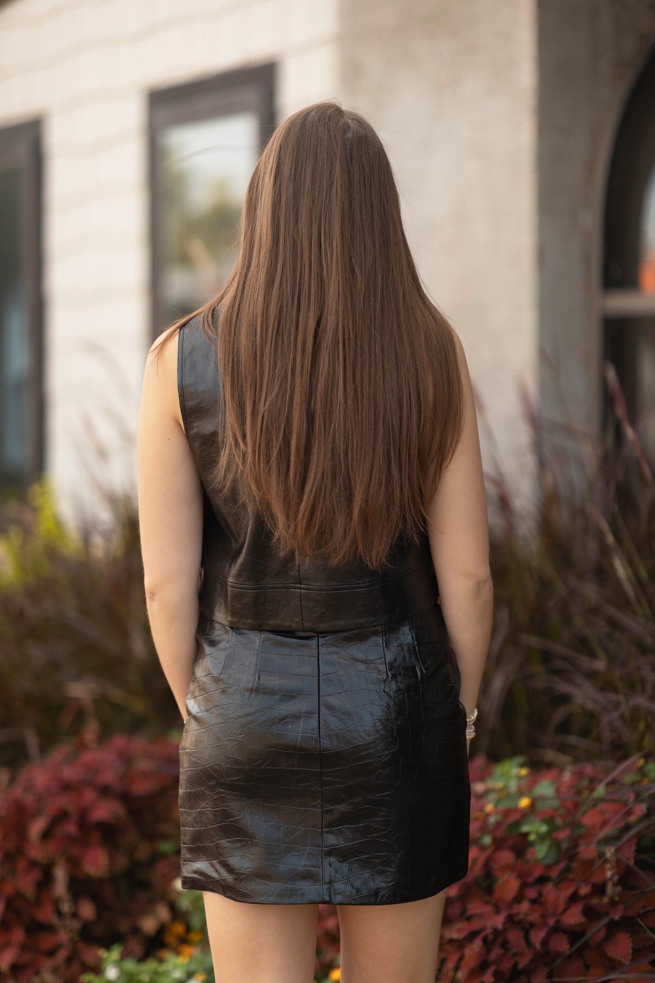 Horse Bit Vegan Leather Mini Skirt