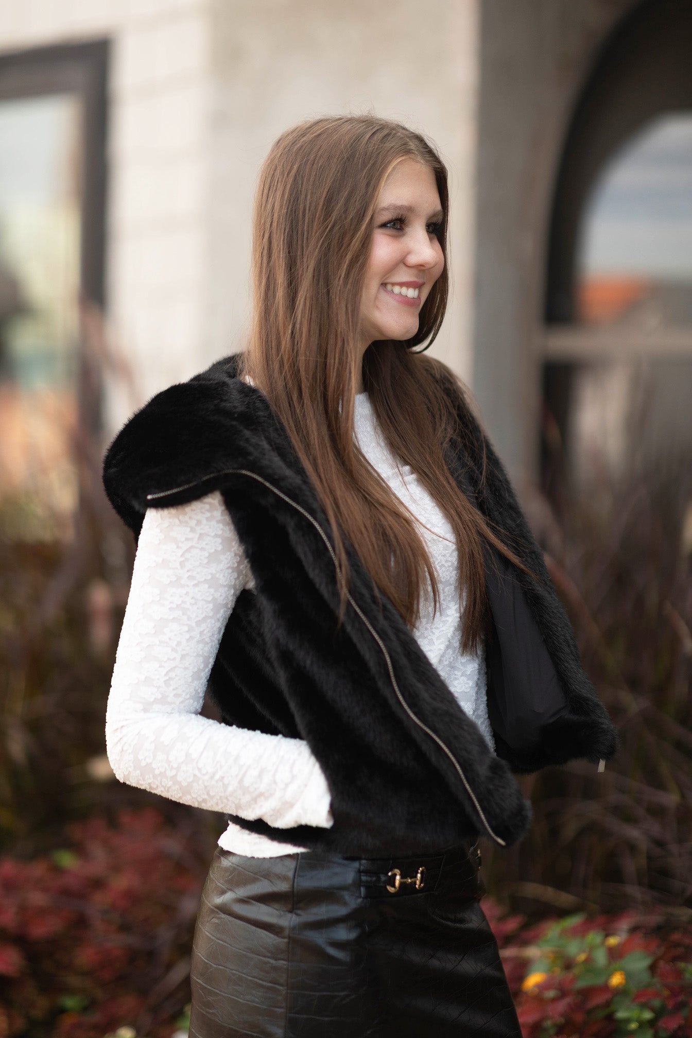 Faux Fur Zip Hoody Vest