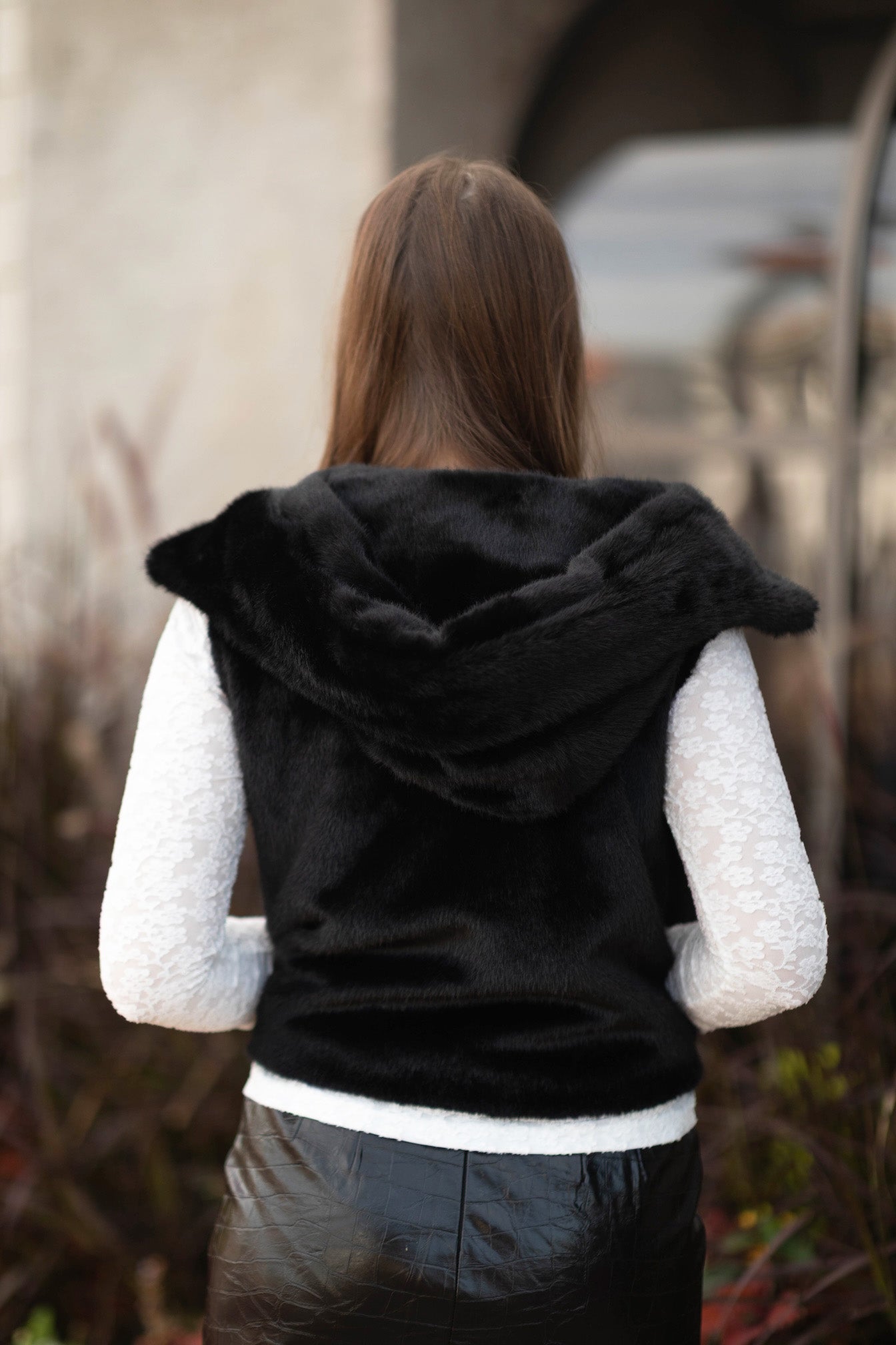 Faux Fur Zip Hoody Vest