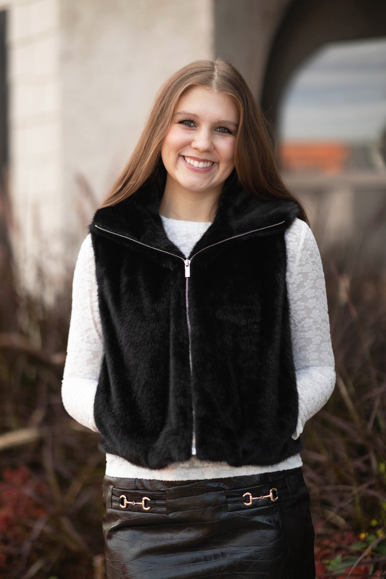Faux Fur Zip Hoody Vest
