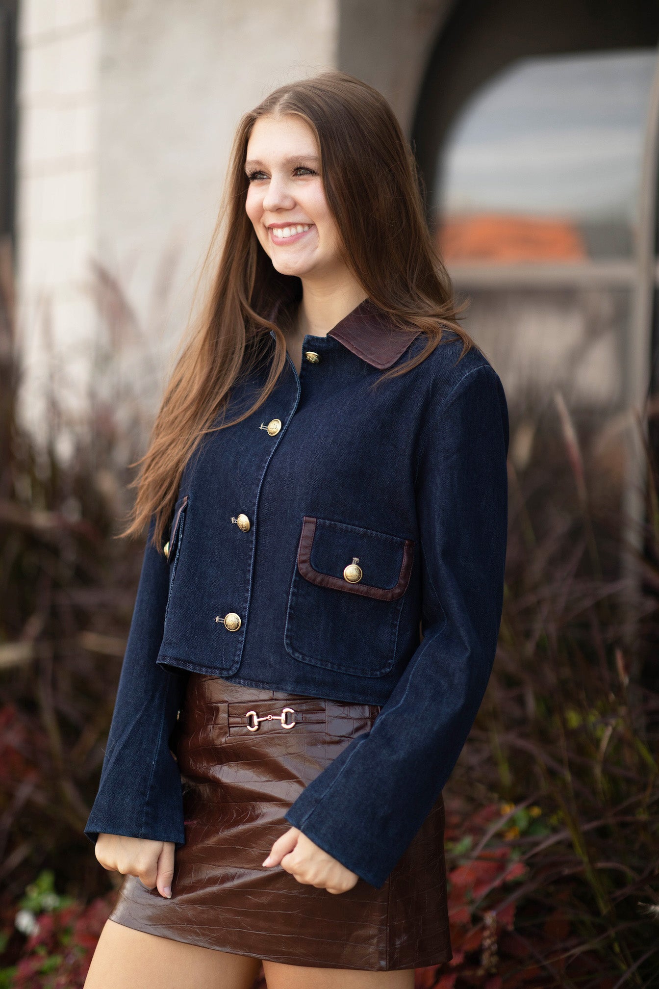 Vegan Leather Trim Jacket