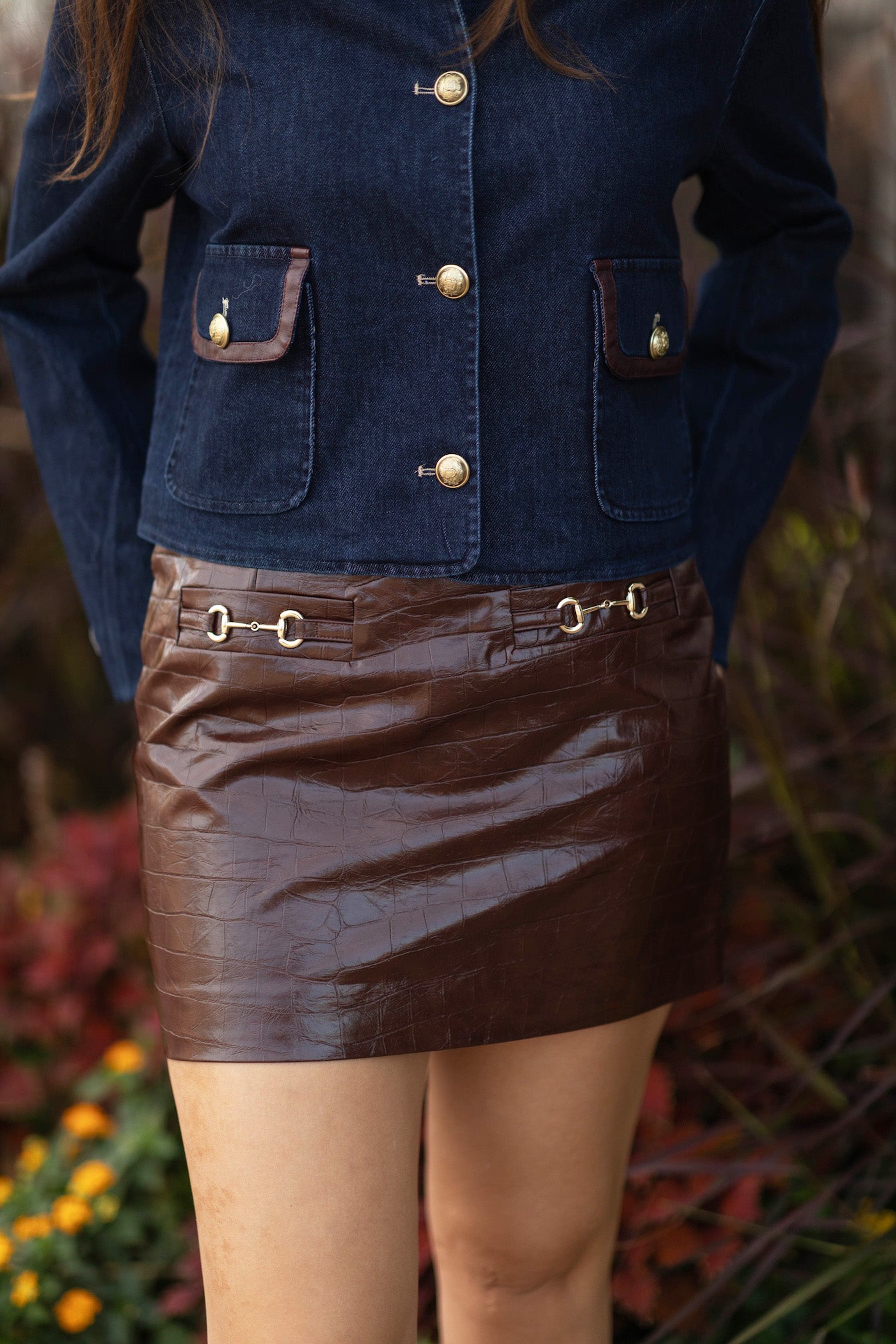Horse Bit Vegan Leather Mini Skirt