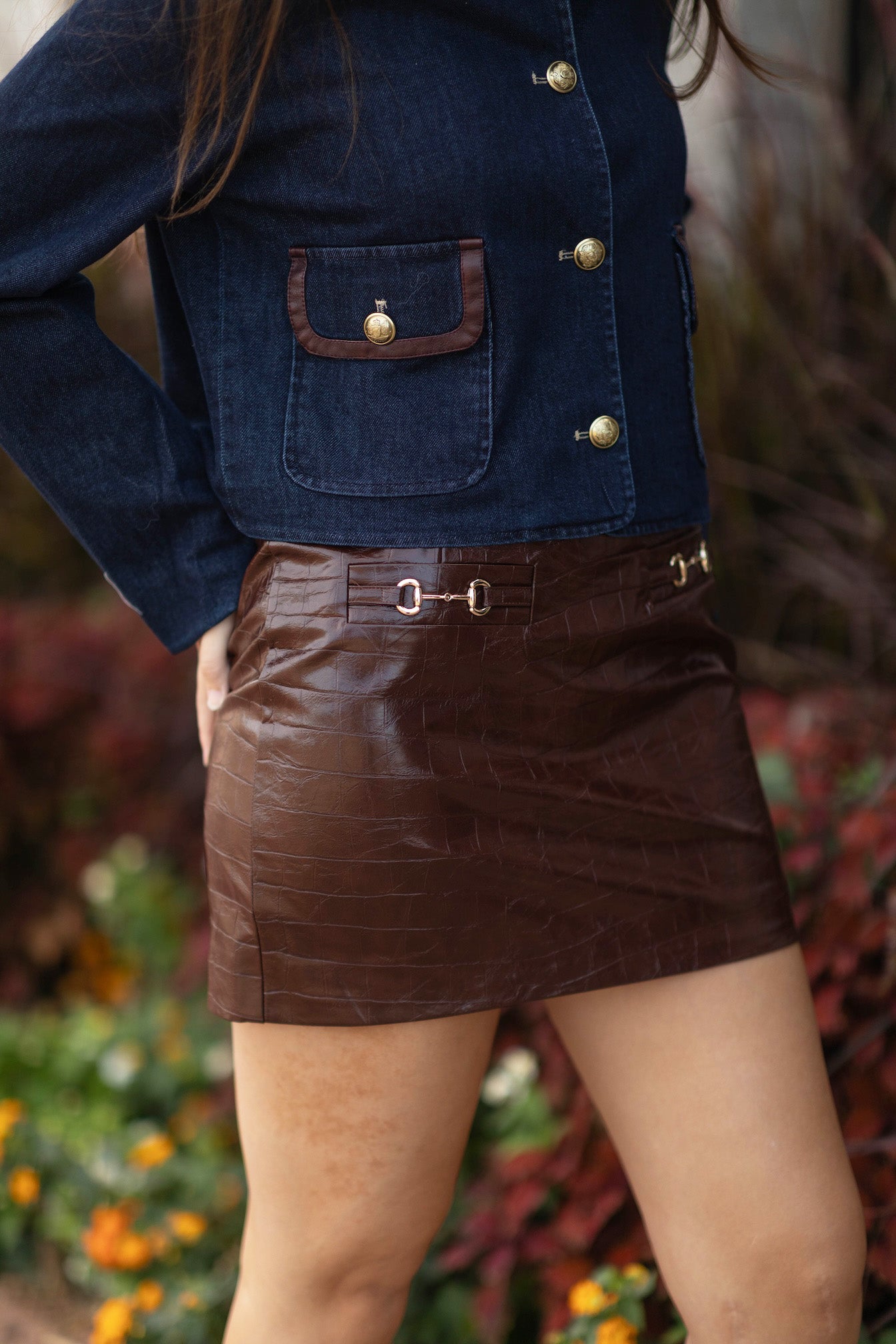 Horse Bit Vegan Leather Mini Skirt
