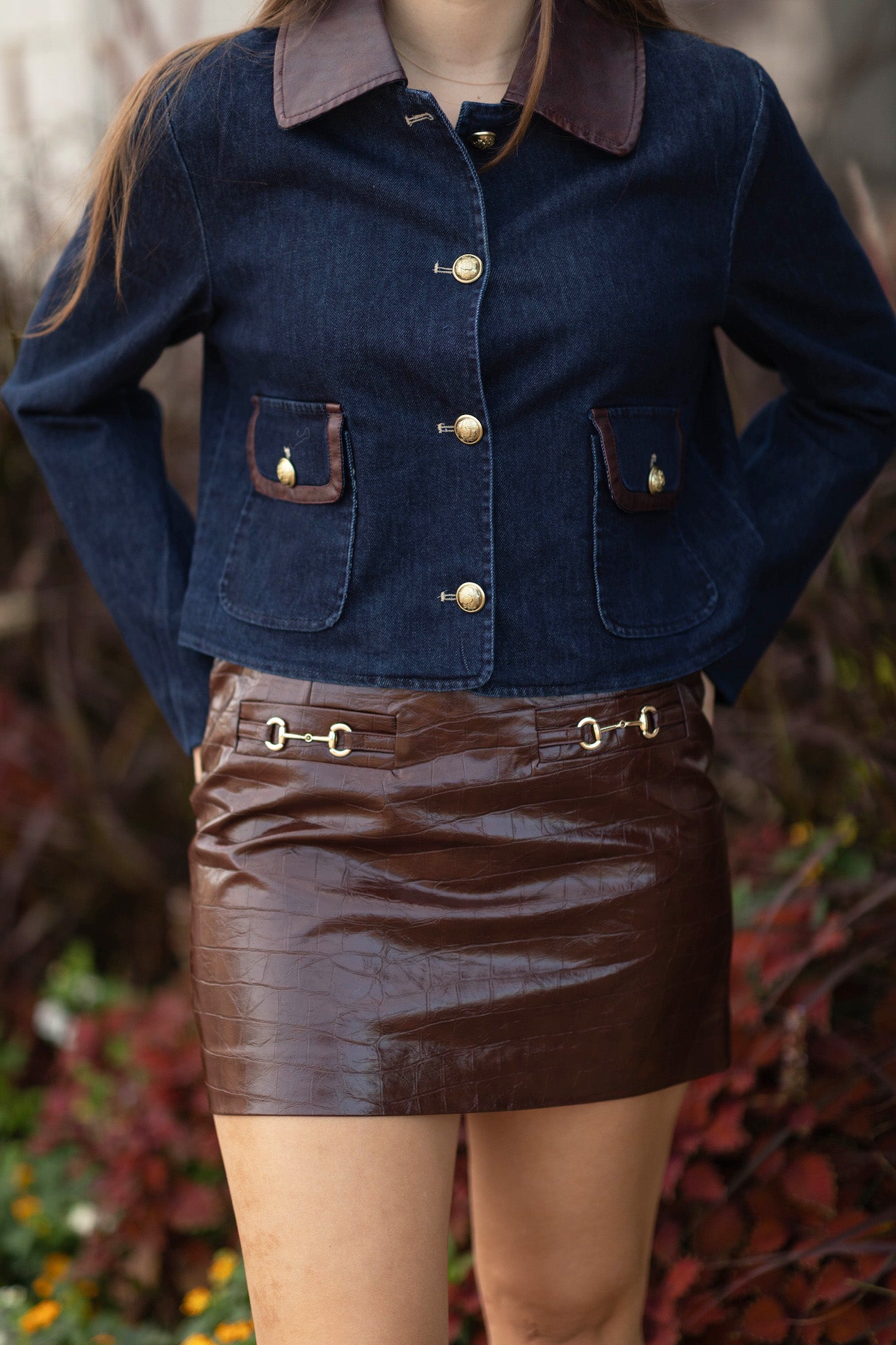 Horse Bit Vegan Leather Mini Skirt