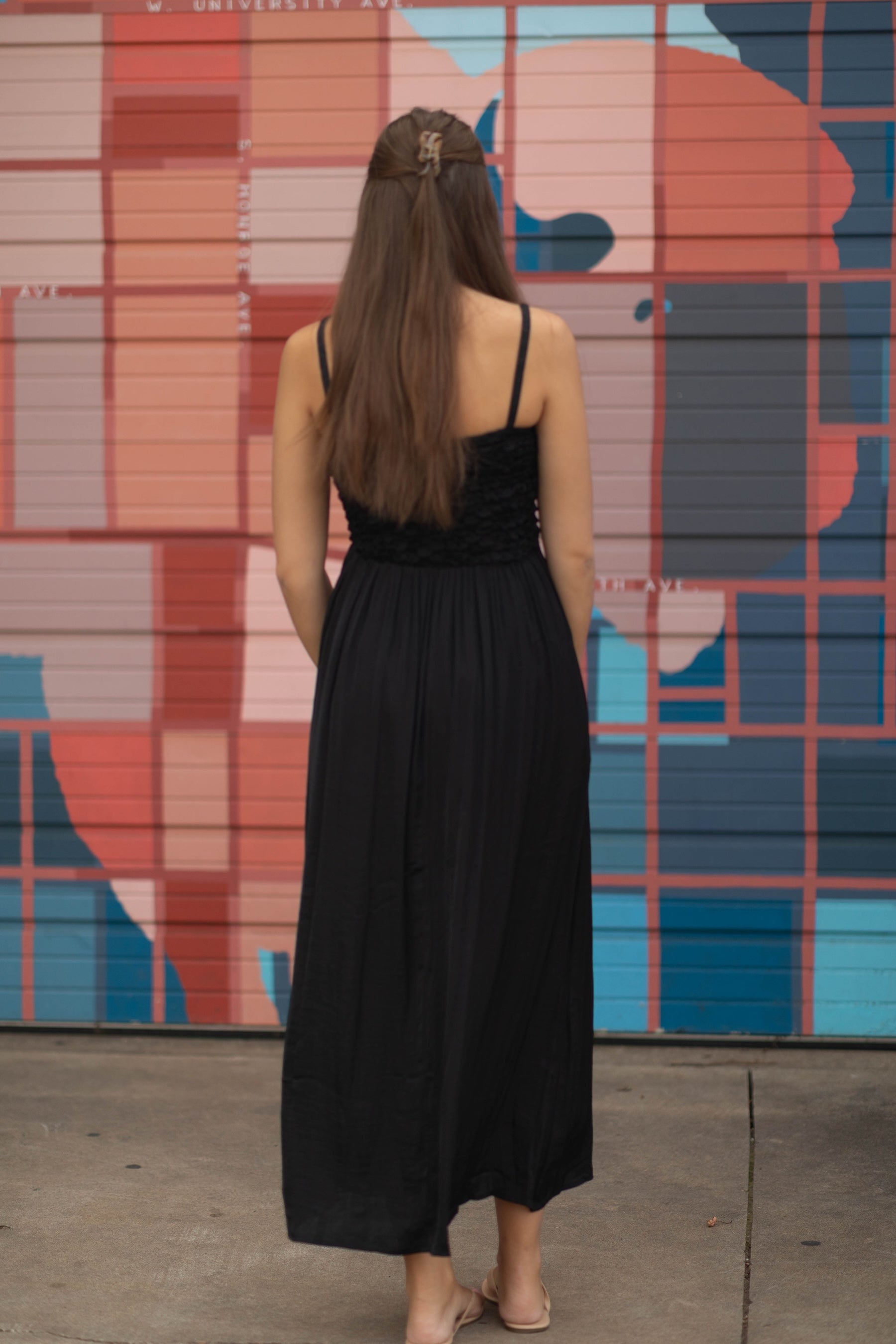 Smocked Maxi Dress with Cord Strap Detail
