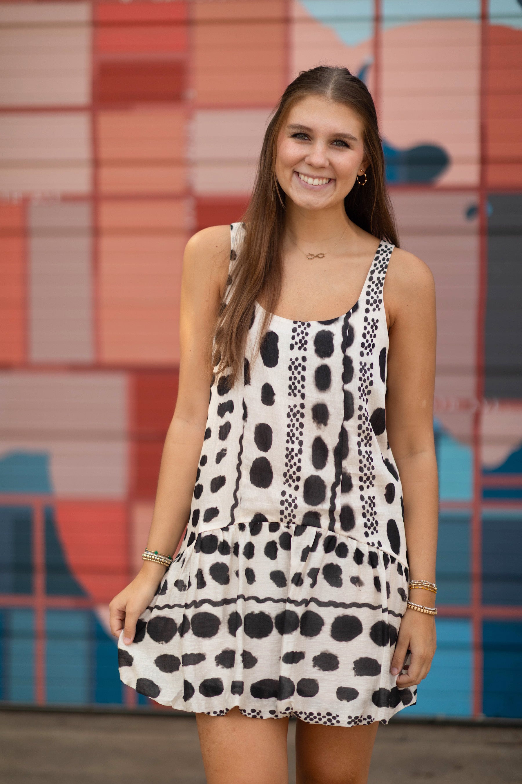 Abstract Strap Short Dress