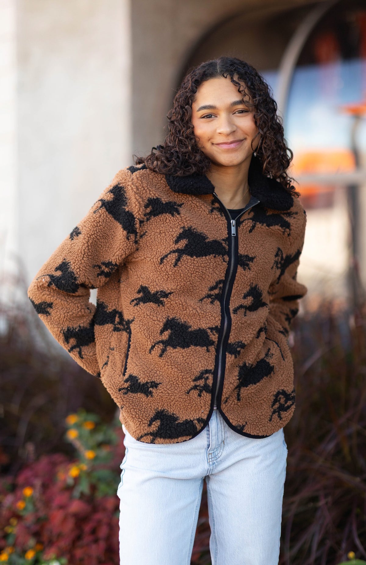 Joline Sherpa Zip Front Jacket — Wooden Nickel